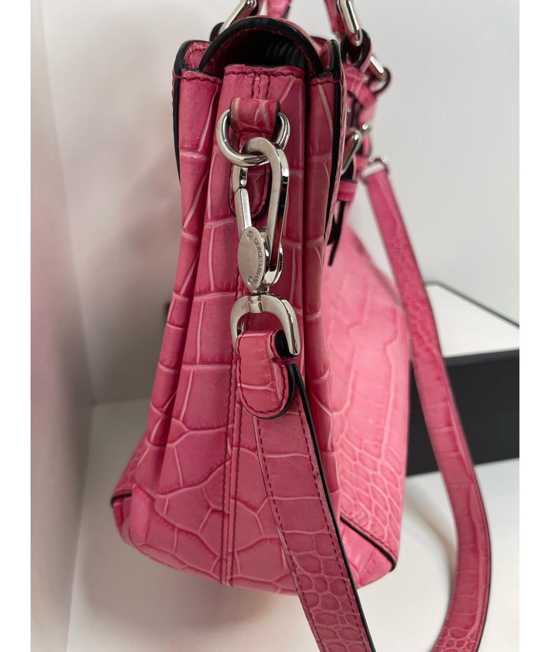 GIORGIO ARMANI Розовая кожаная сумка с короткими ручками, фото 4
