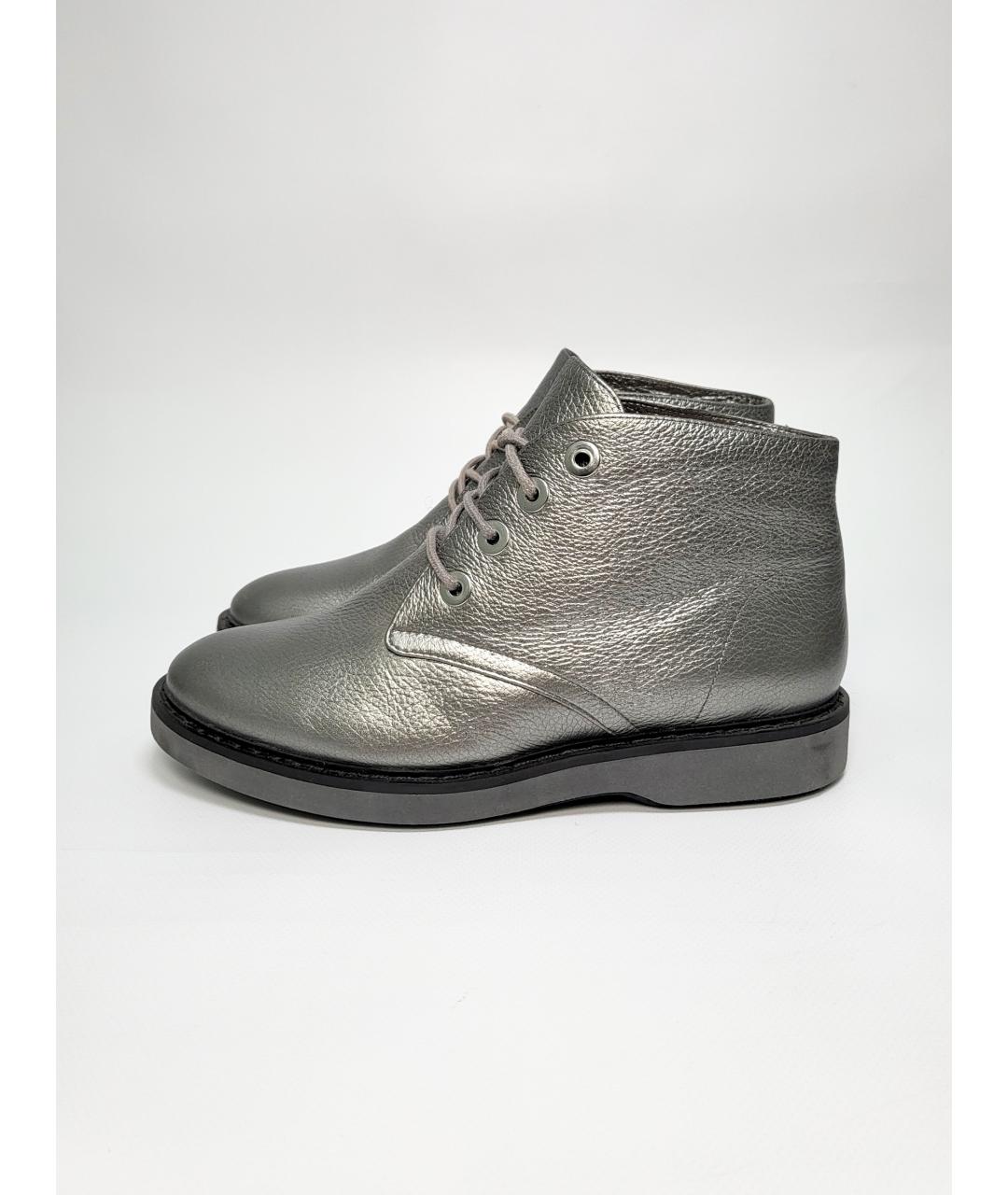 EMPORIO ARMANI Серебряные кожаные ботинки, фото 6