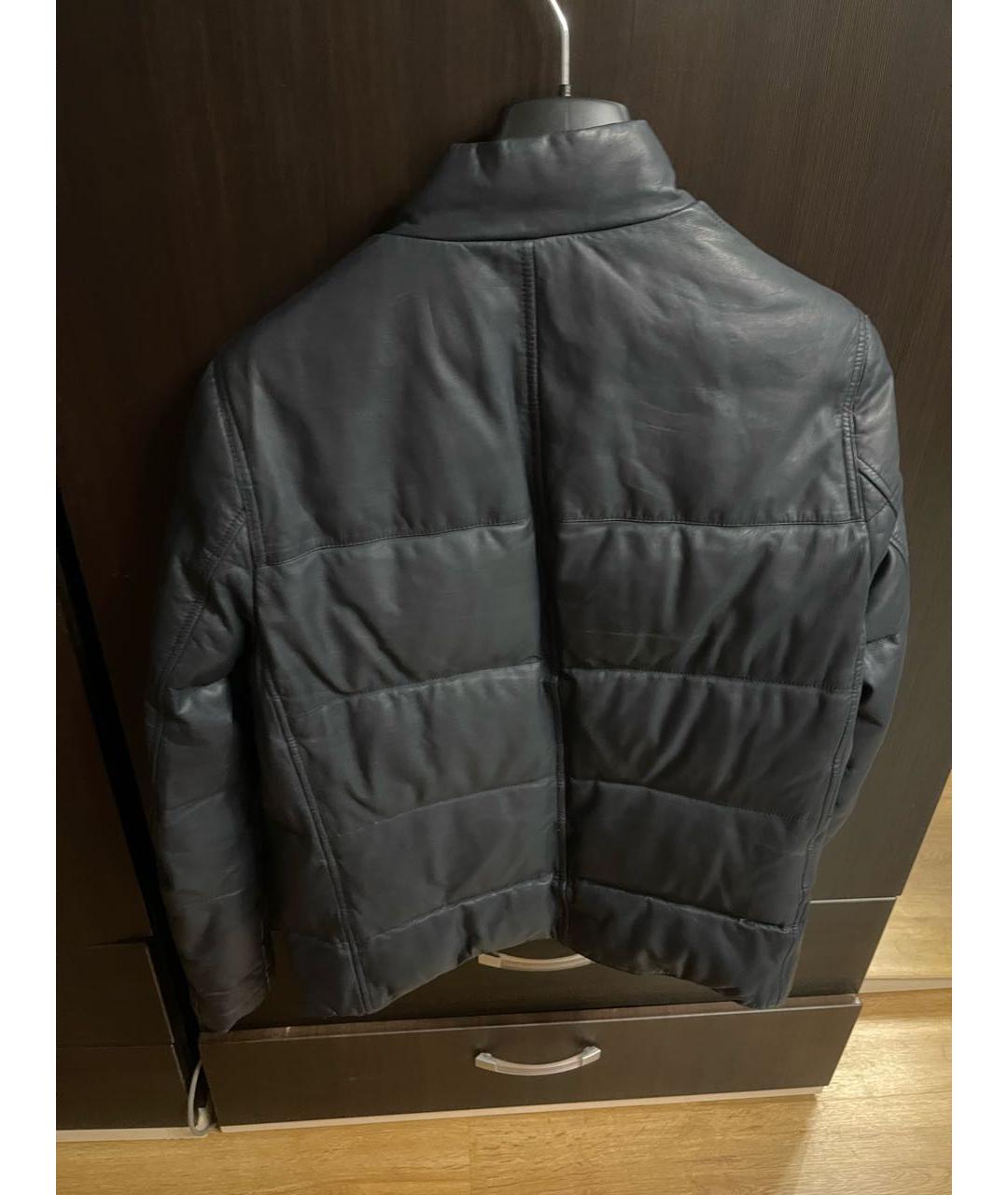 BRUNELLO CUCINELLI Темно-синяя кожаная куртка, фото 2