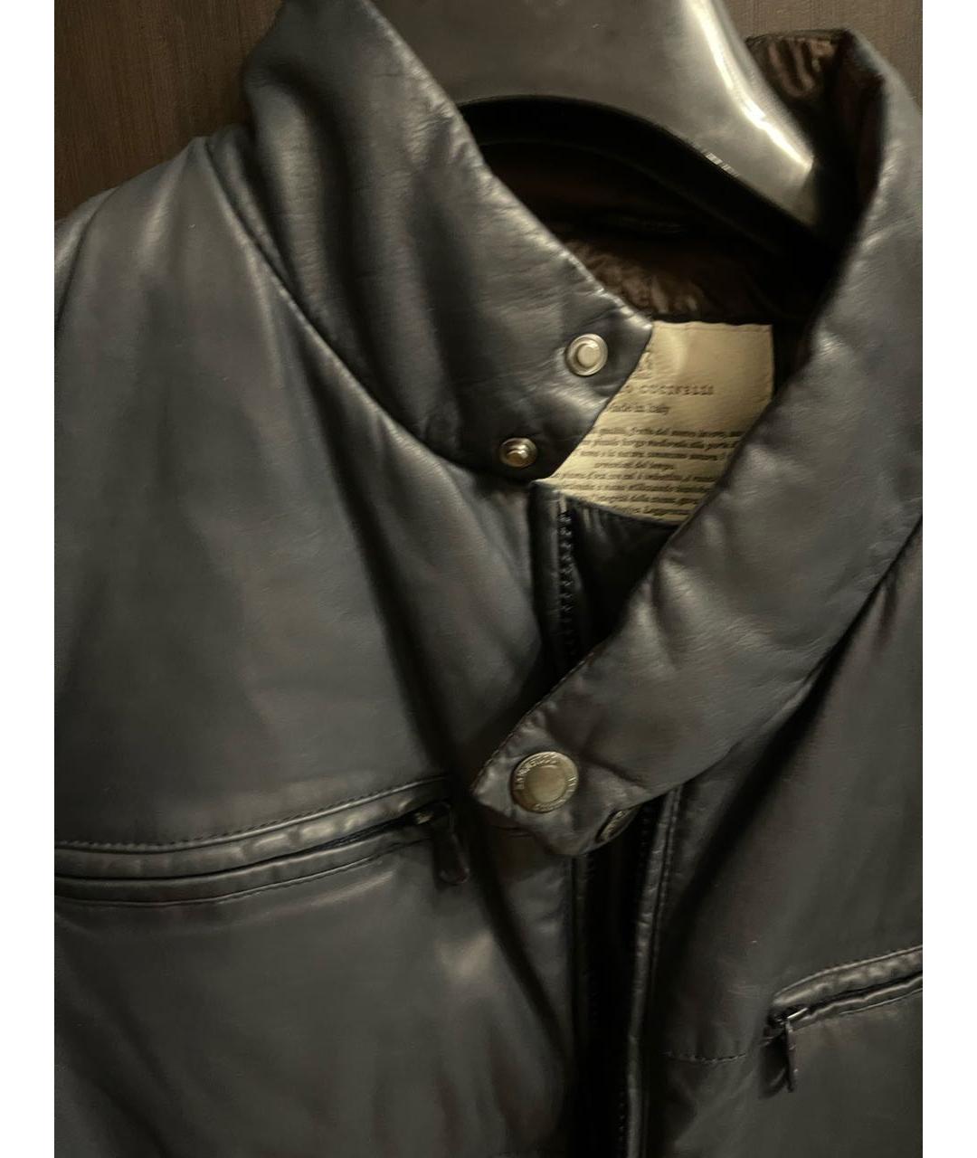 BRUNELLO CUCINELLI Темно-синяя кожаная куртка, фото 4