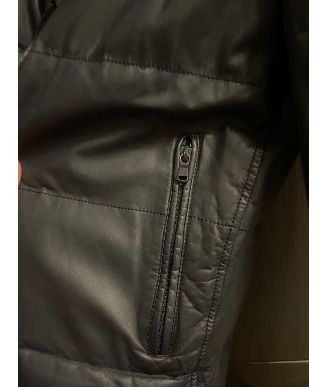 BRUNELLO CUCINELLI Темно-синяя кожаная куртка, фото 7