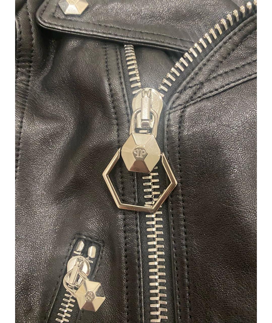 PHILIPP PLEIN Черная кожаная куртка, фото 4