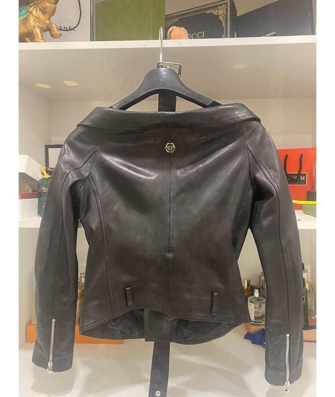 PHILIPP PLEIN Черная кожаная куртка, фото 2