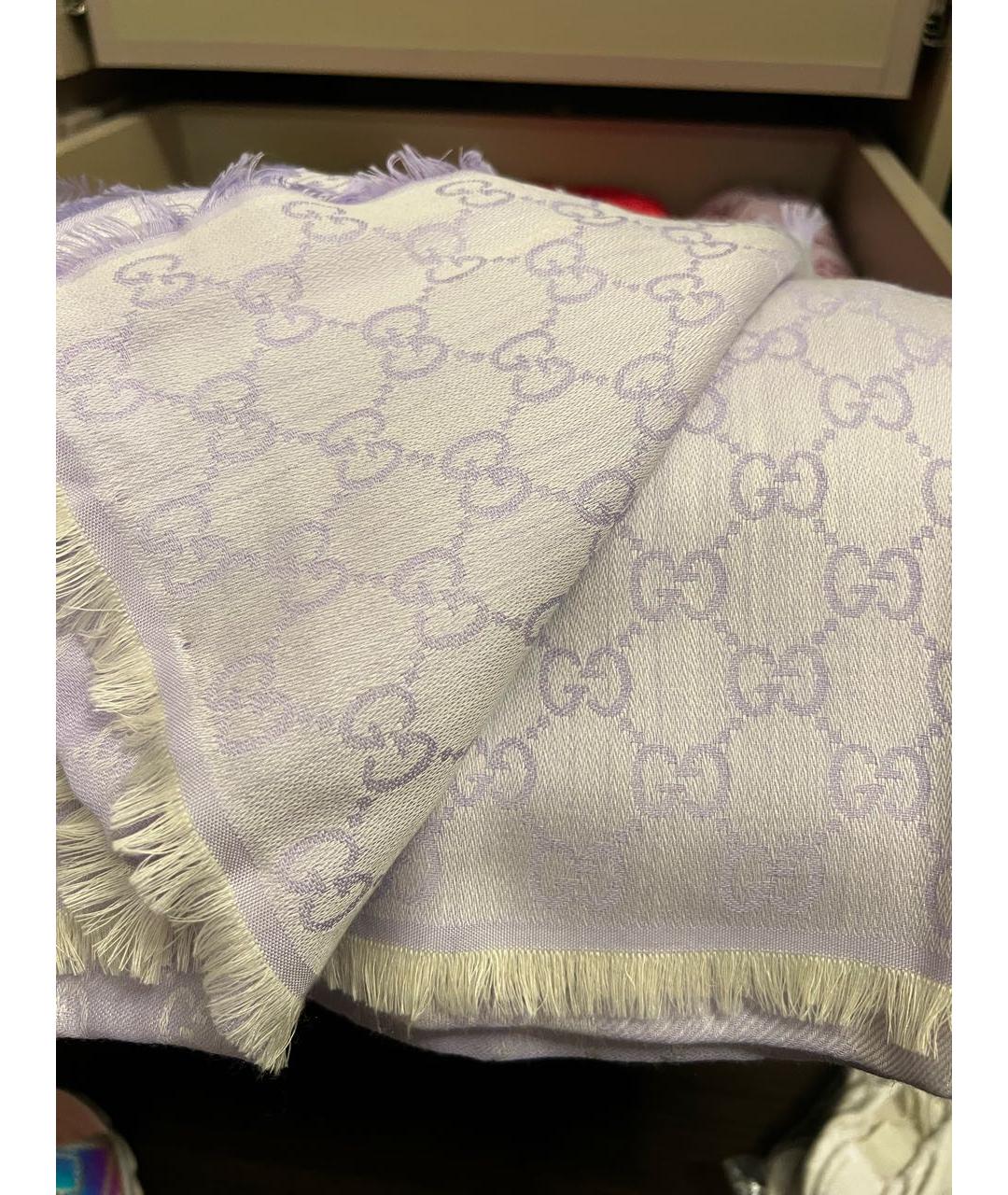 GUCCI Фиолетовый шерстяной платок, фото 2