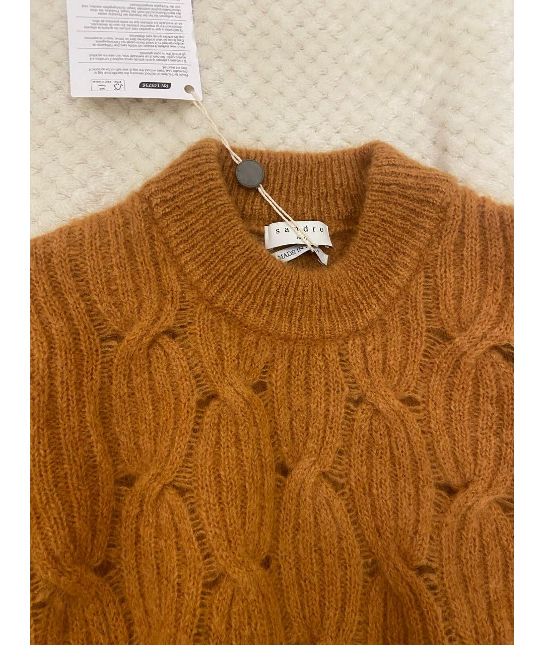 SANDRO Оранжевый шерстяной джемпер / свитер, фото 3