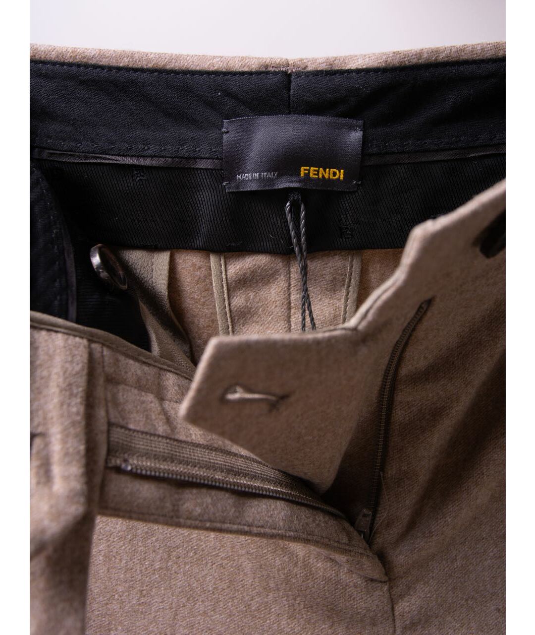 FENDI Бежевые шерстяные брюки узкие, фото 3