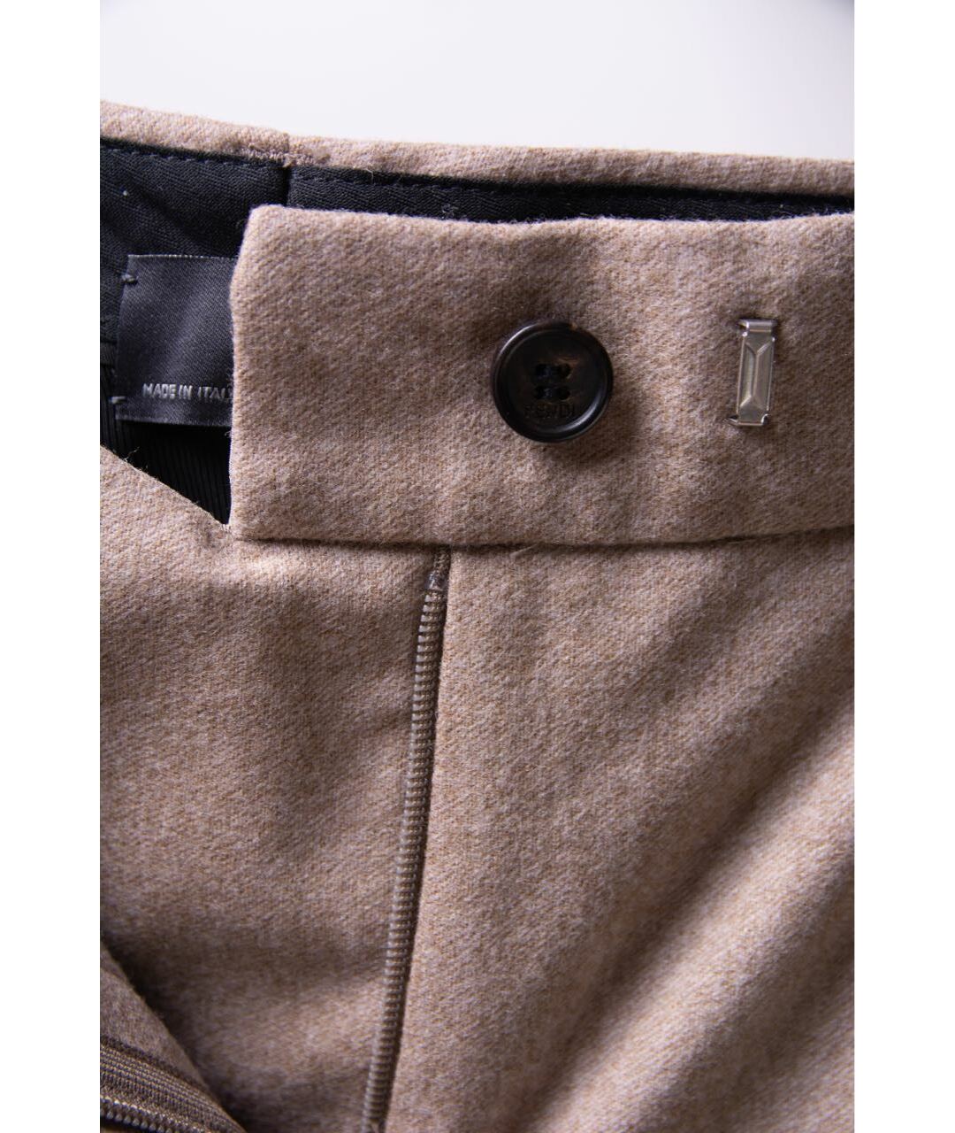 FENDI Бежевые шерстяные брюки узкие, фото 4