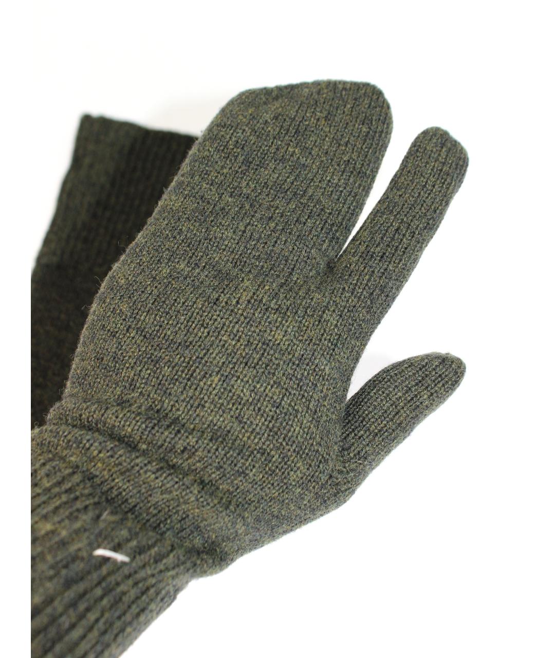 MAISON MARGIELA Зеленые шерстяные перчатки, фото 4