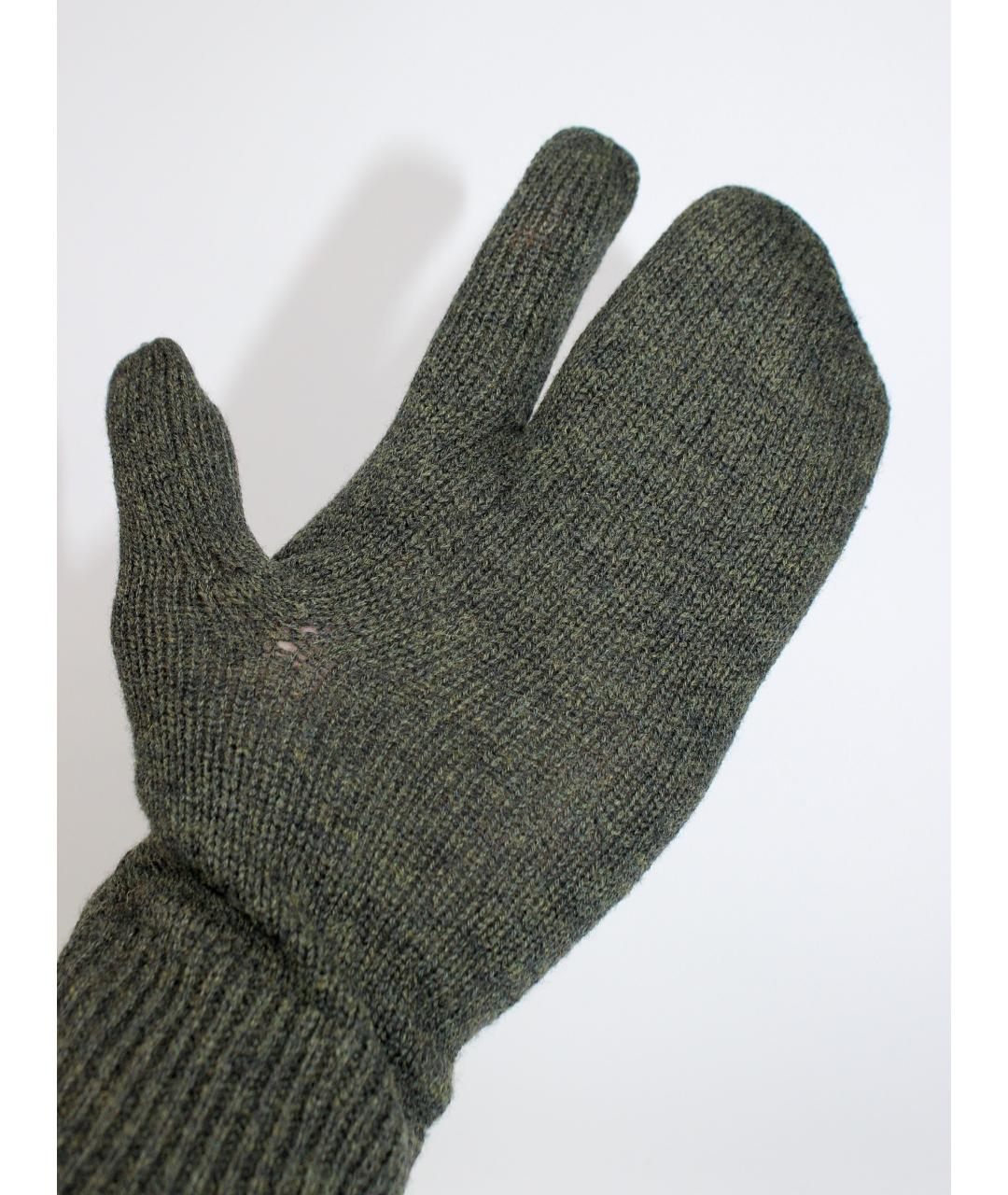 MAISON MARGIELA Зеленые шерстяные перчатки, фото 3
