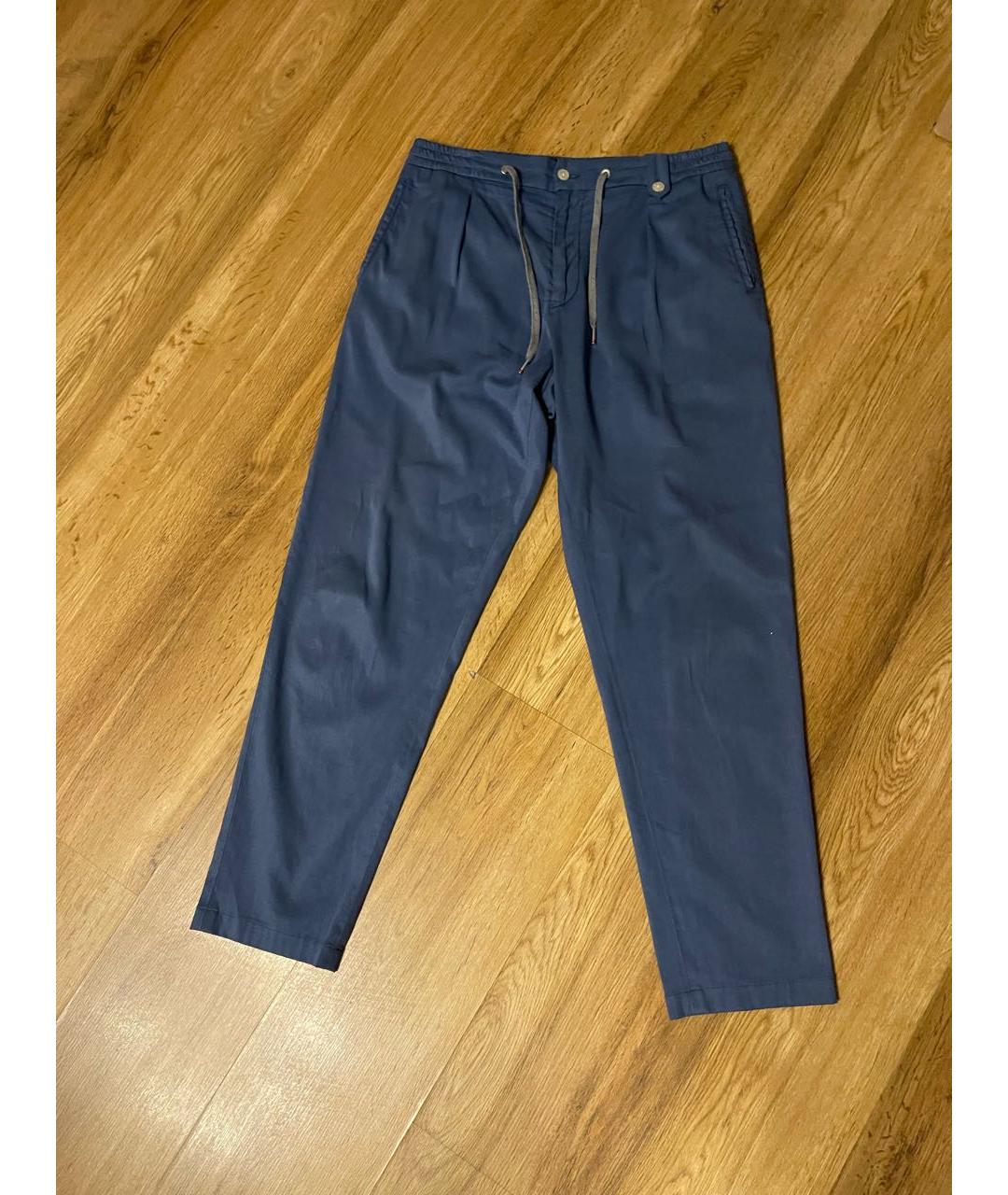 MARCOPESCAROLO Синие шерстяные повседневные брюки, фото 7