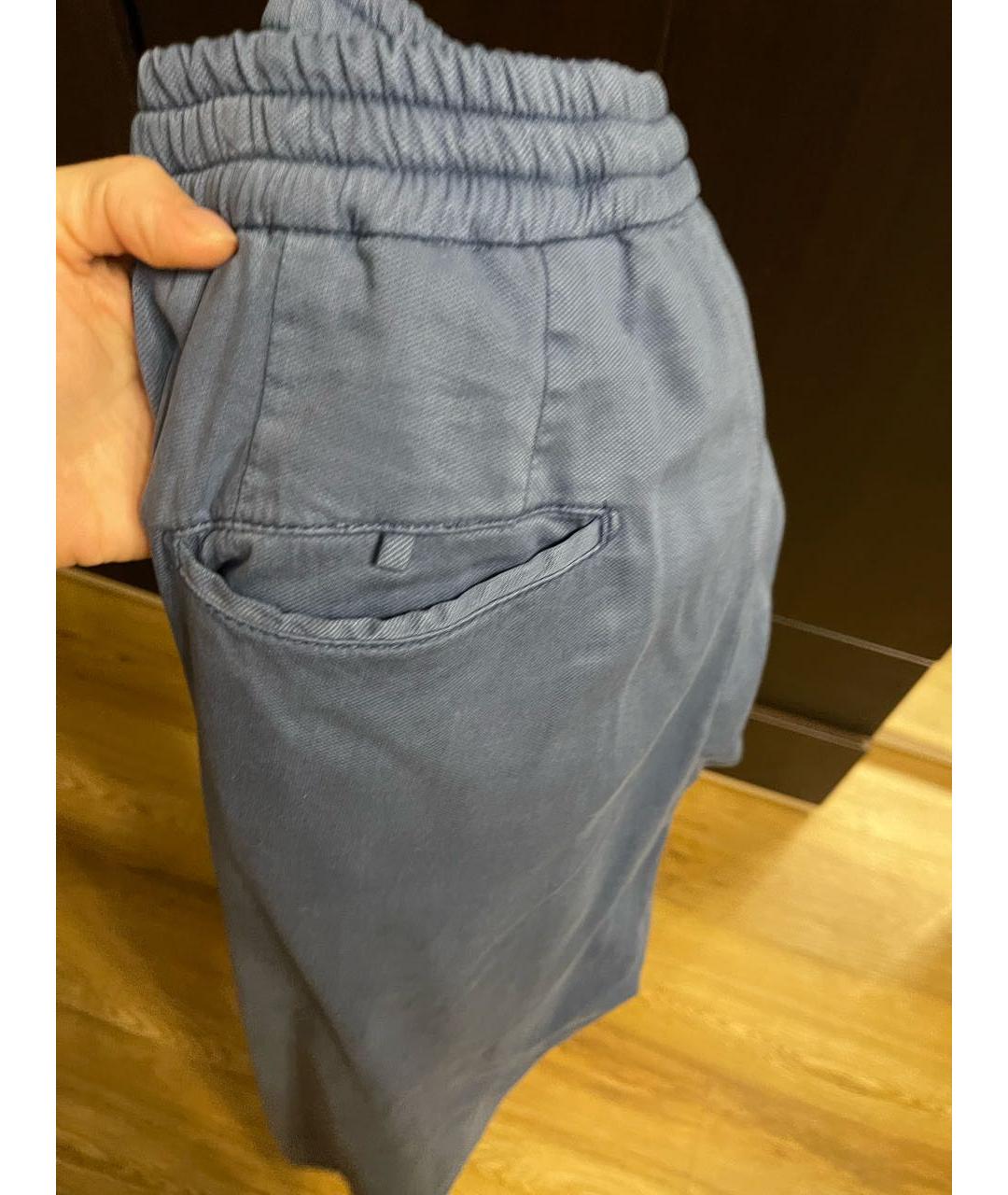 MARCOPESCAROLO Синие шерстяные повседневные брюки, фото 6