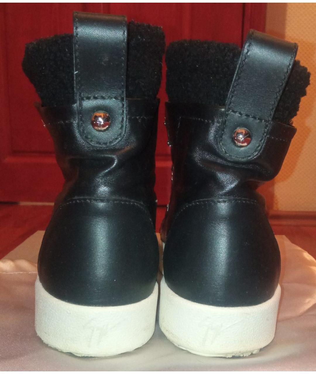 GIUSEPPE ZANOTTI DESIGN Черные кожаные высокие ботинки, фото 4