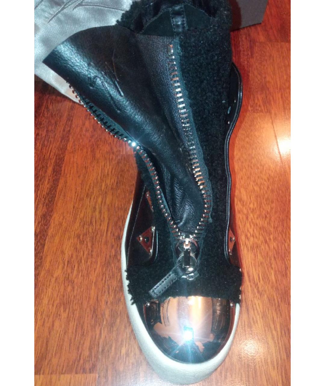 GIUSEPPE ZANOTTI DESIGN Черные кожаные высокие ботинки, фото 6