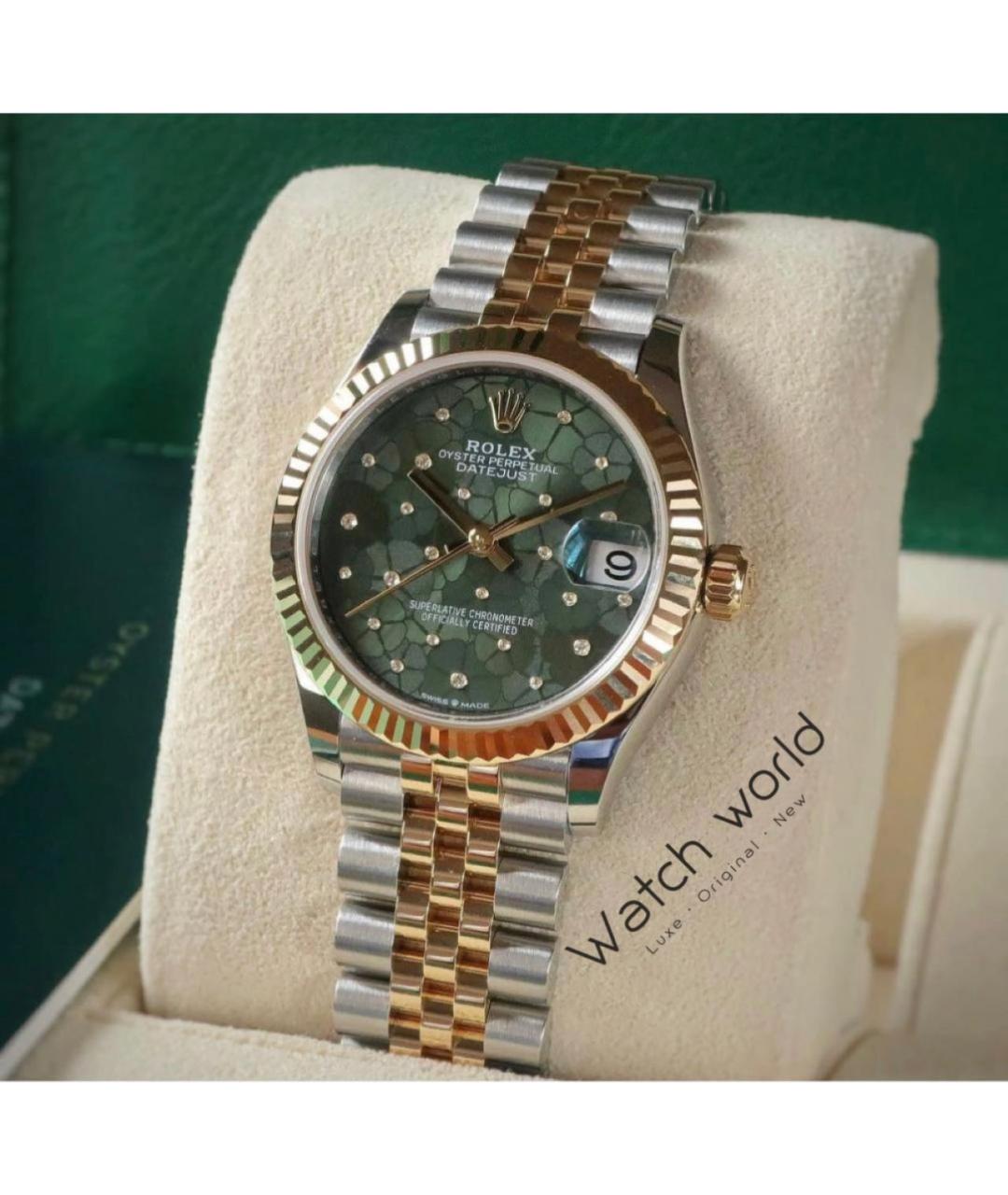 ROLEX Зеленые часы из желтого золота, фото 2