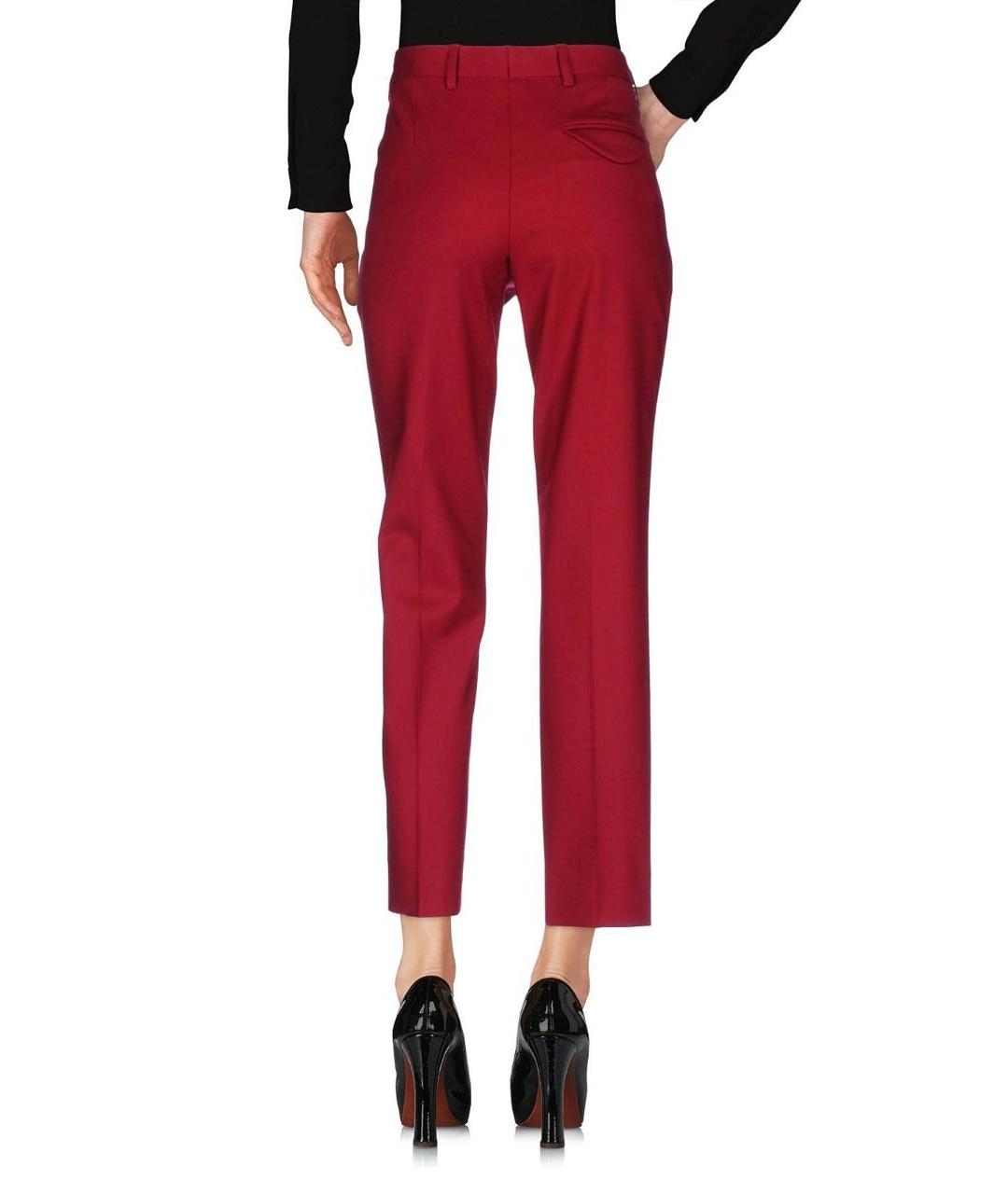 MIU MIU Красные шерстяные прямые брюки, фото 4