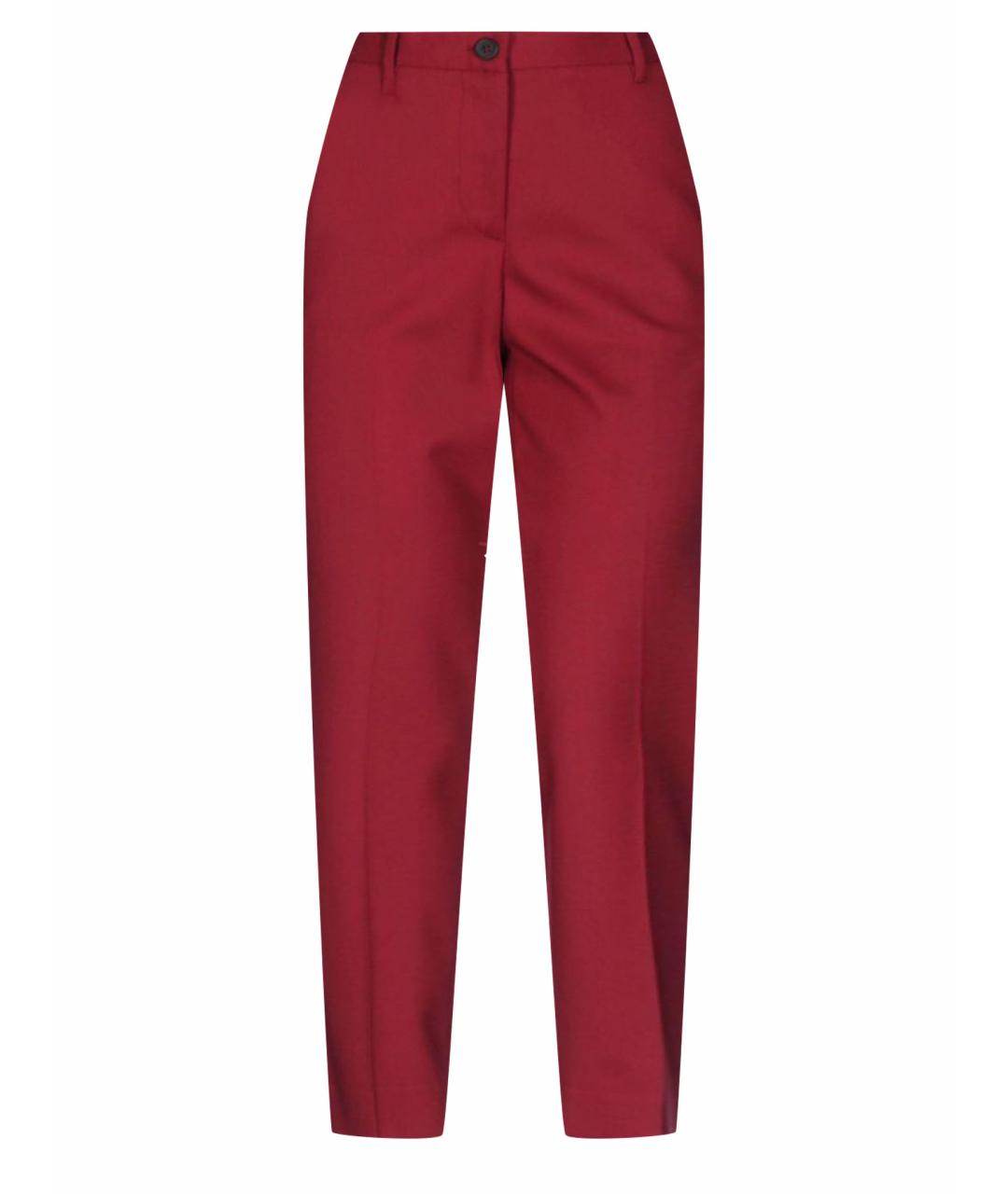 MIU MIU Красные шерстяные прямые брюки, фото 1