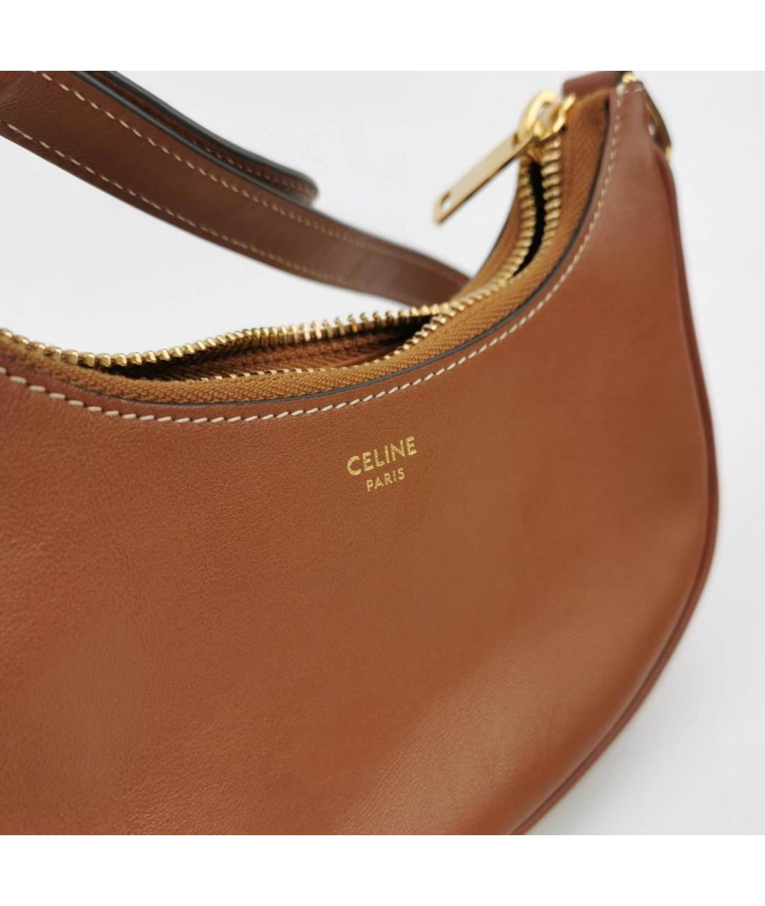 CELINE Коричневая кожаная сумка с короткими ручками, фото 7