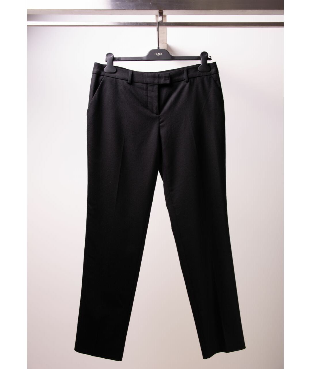 FENDI Черные шерстяные брюки узкие, фото 6