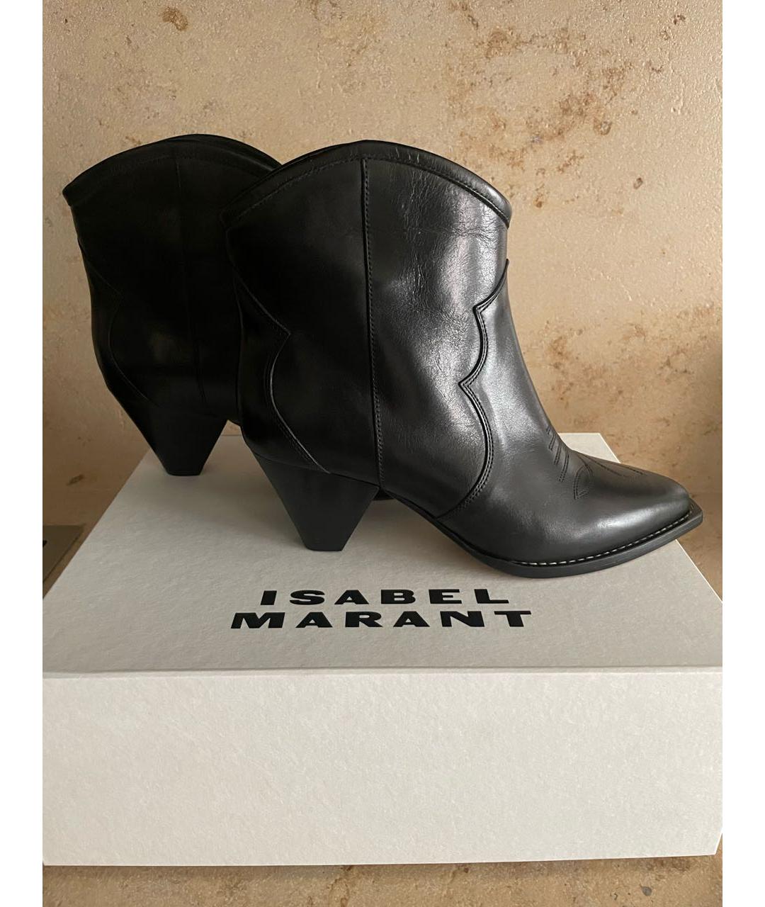 ISABEL MARANT Черные кожаные полусапоги, фото 5