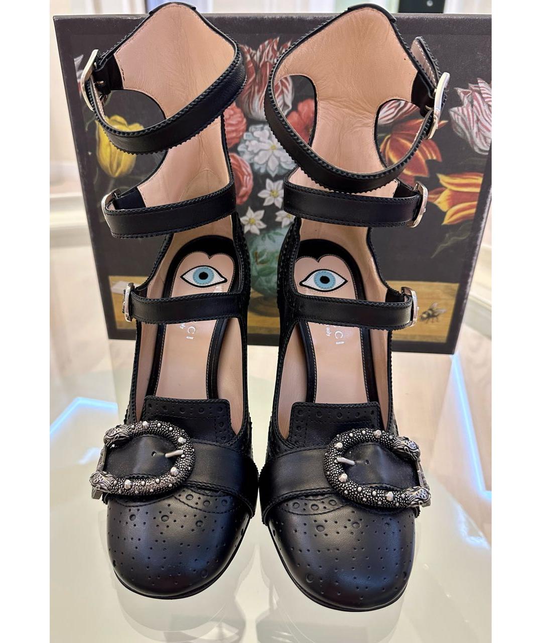 GUCCI Черные кожаные туфли, фото 2
