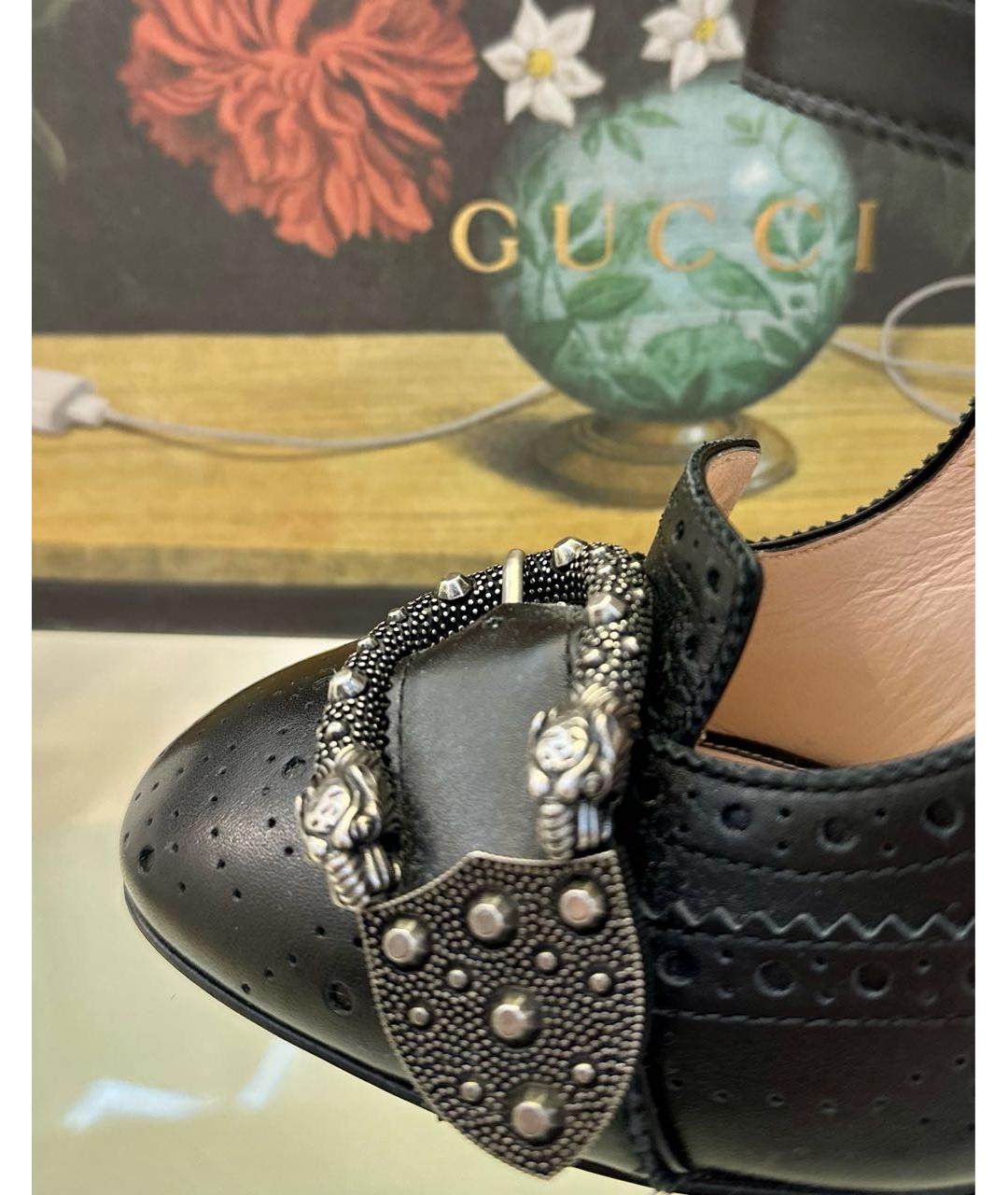 GUCCI Черные кожаные туфли, фото 6