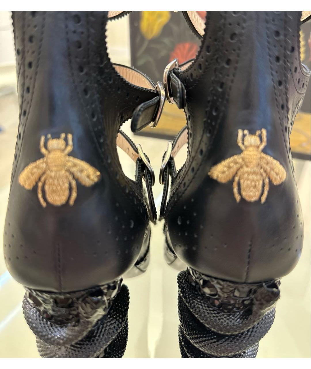 GUCCI Черные кожаные туфли, фото 3
