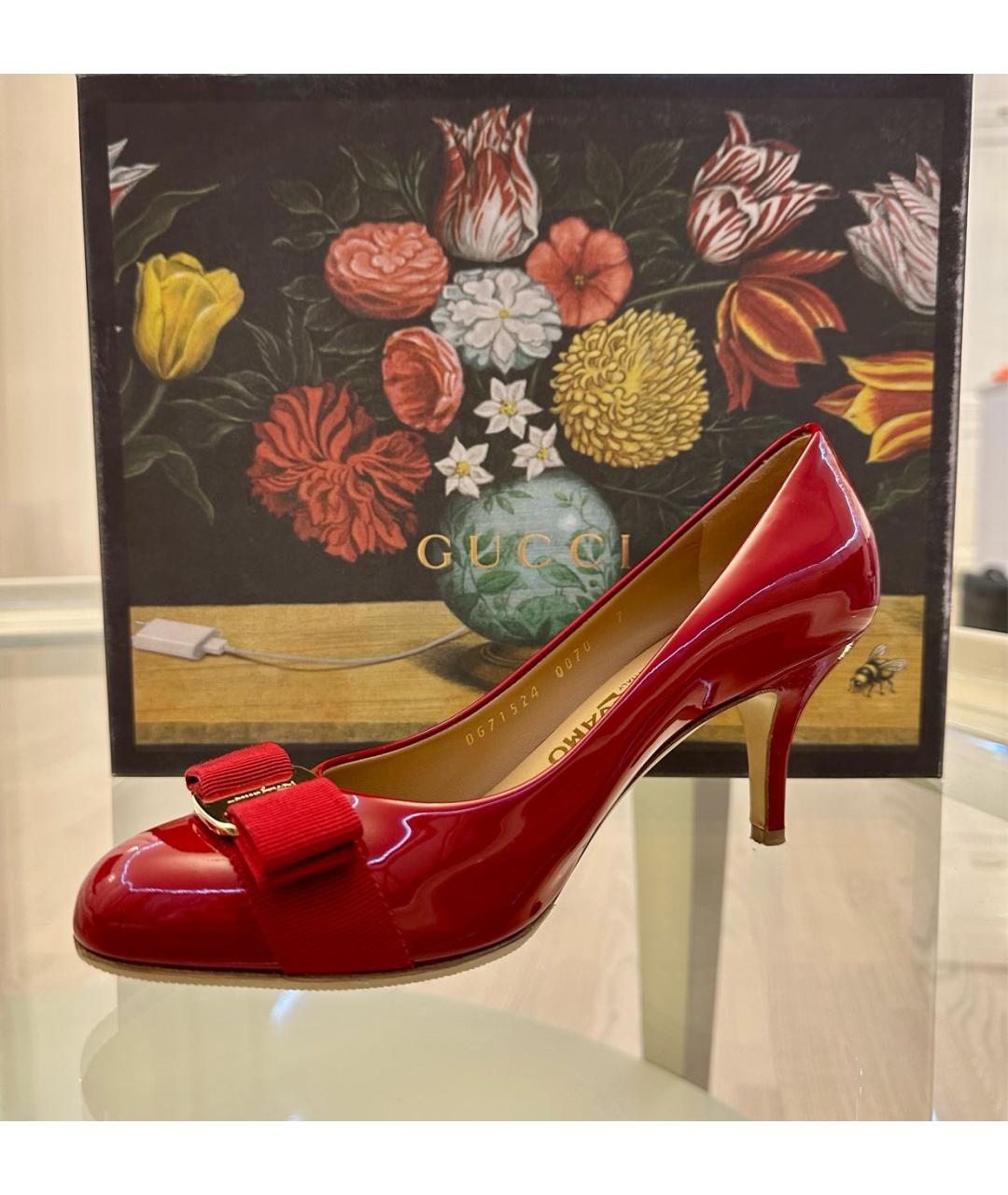 FERRAGAMO Красные туфли из лакированной кожи, фото 8