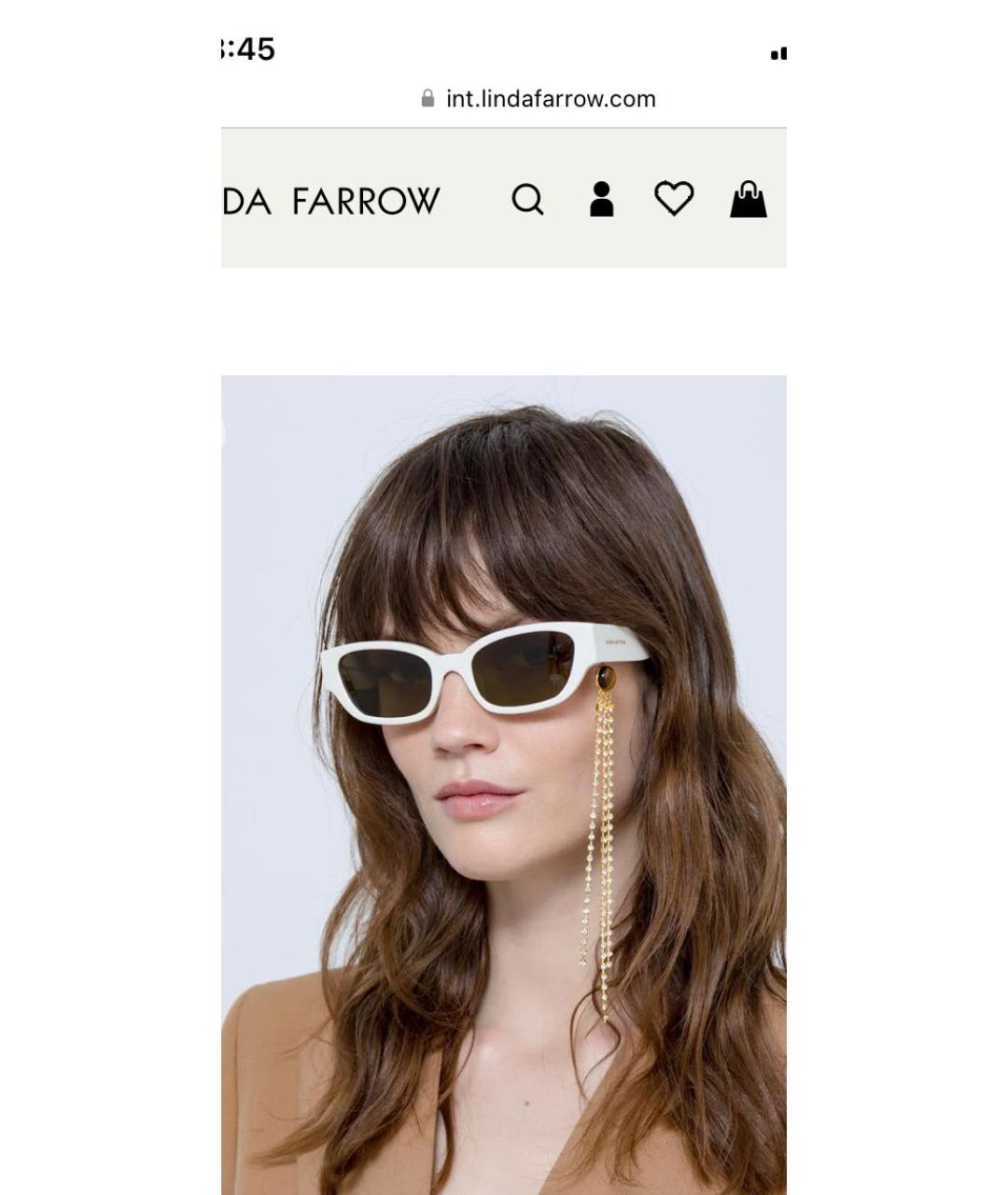 LINDA FARROW Белые пластиковые солнцезащитные очки, фото 6