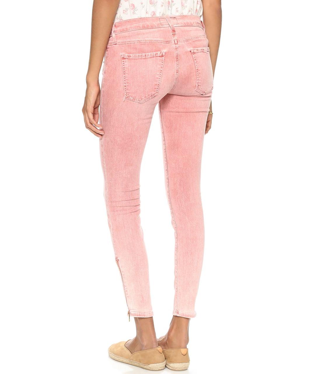 CURRENT/ELLIOTT Розовые хлопко-эластановые джинсы слим, фото 3