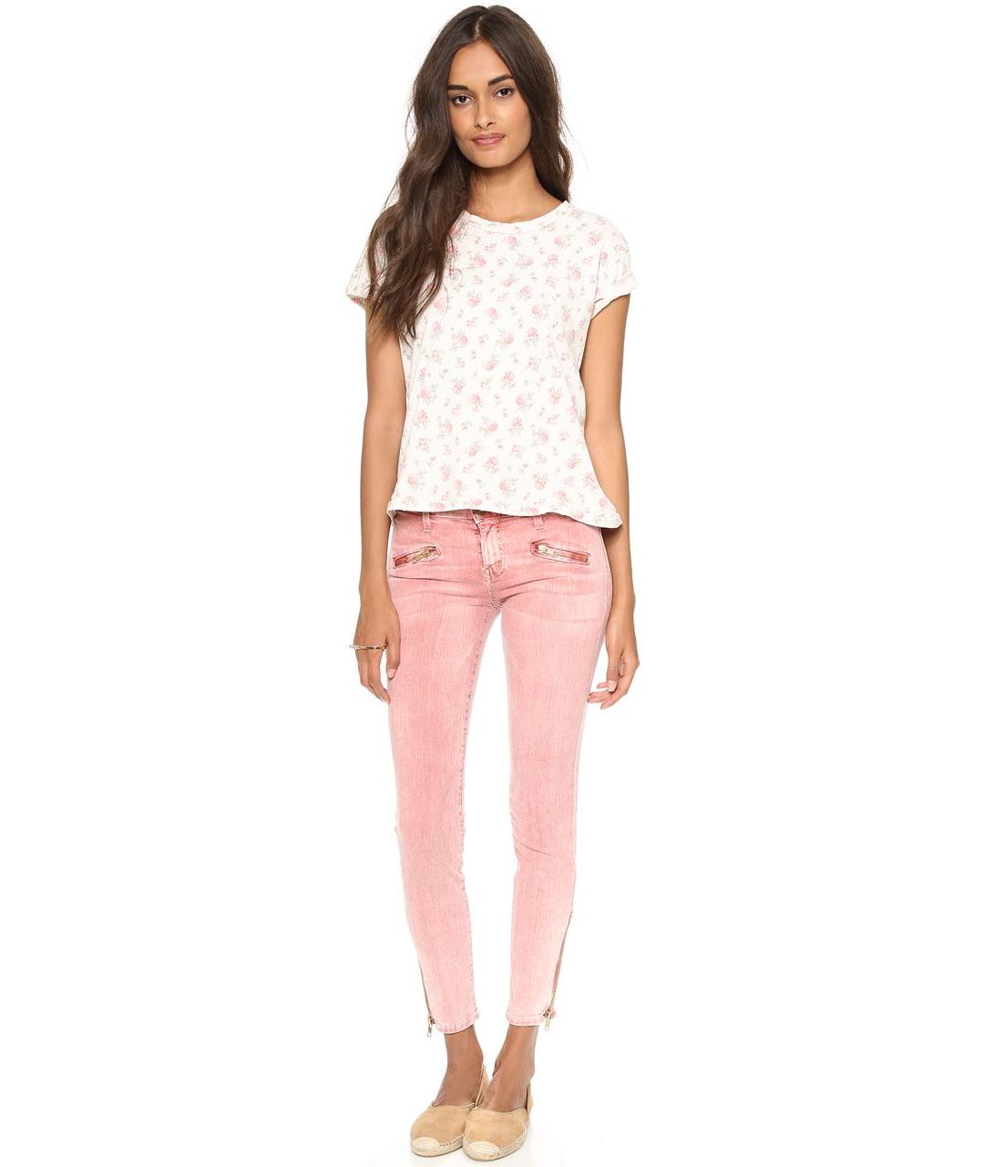 CURRENT/ELLIOTT Розовые хлопко-эластановые джинсы слим, фото 2