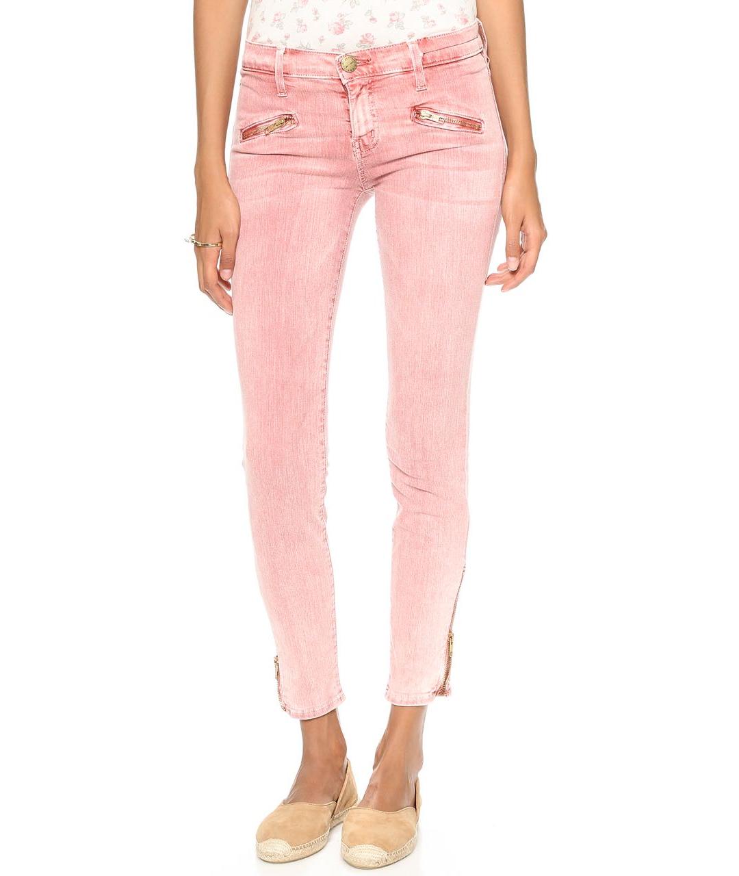 CURRENT/ELLIOTT Розовые хлопко-эластановые джинсы слим, фото 8