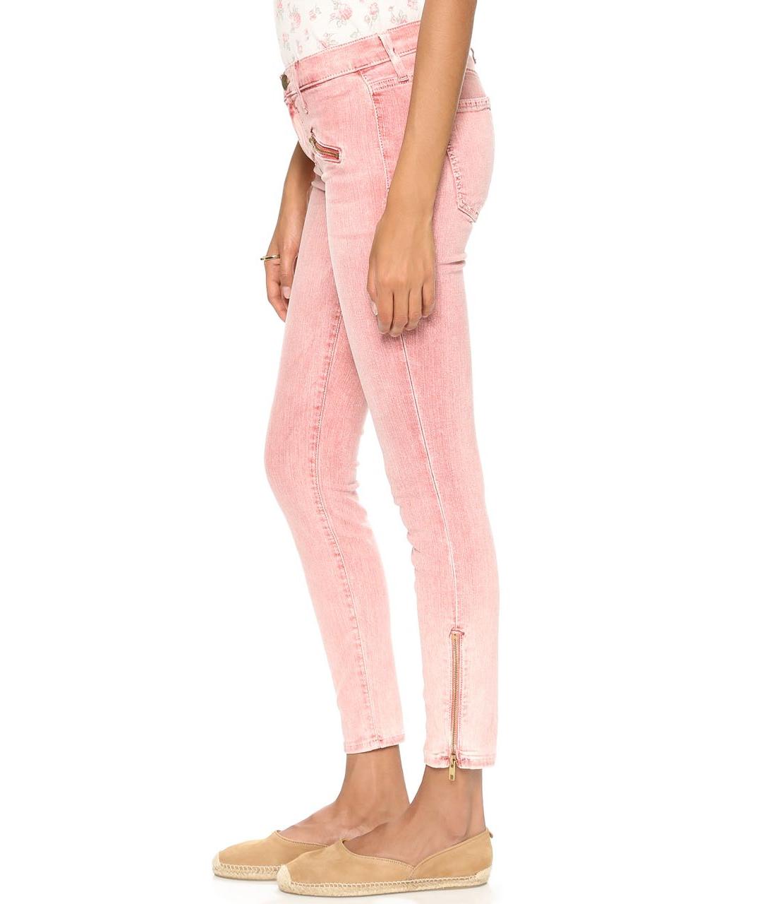 CURRENT/ELLIOTT Розовые хлопко-эластановые джинсы слим, фото 4
