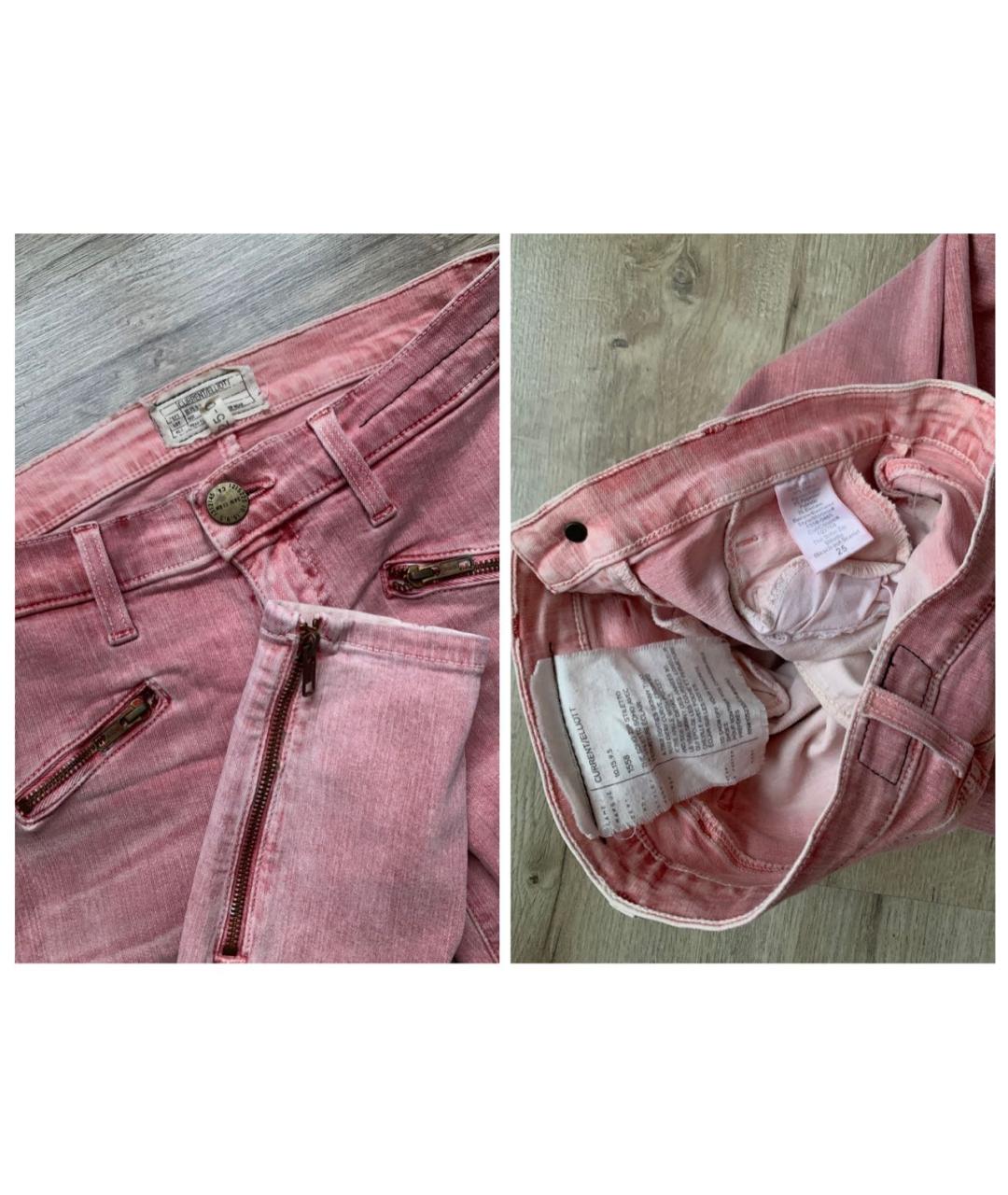 CURRENT/ELLIOTT Розовые хлопко-эластановые джинсы слим, фото 7