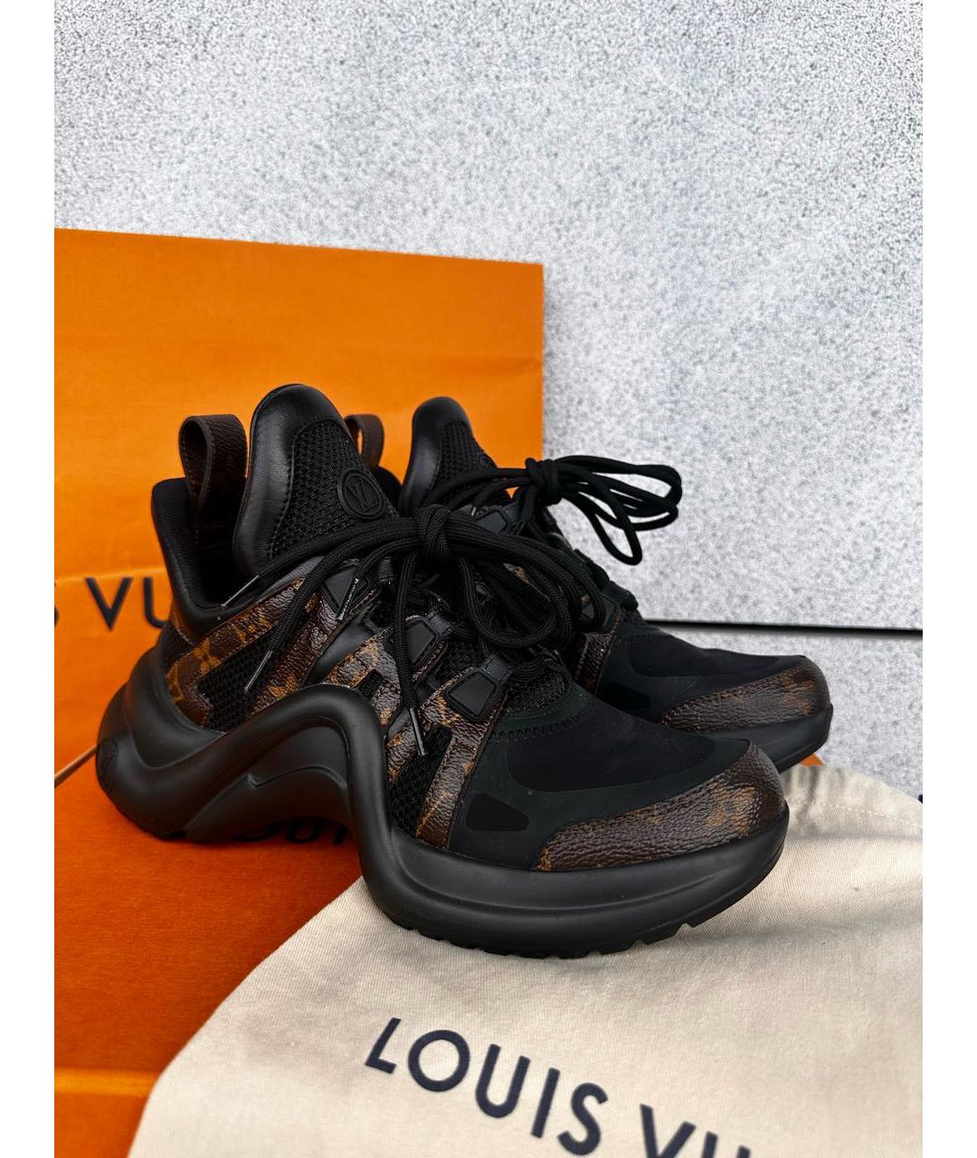 LOUIS VUITTON Черные кожаные кроссовки, фото 7