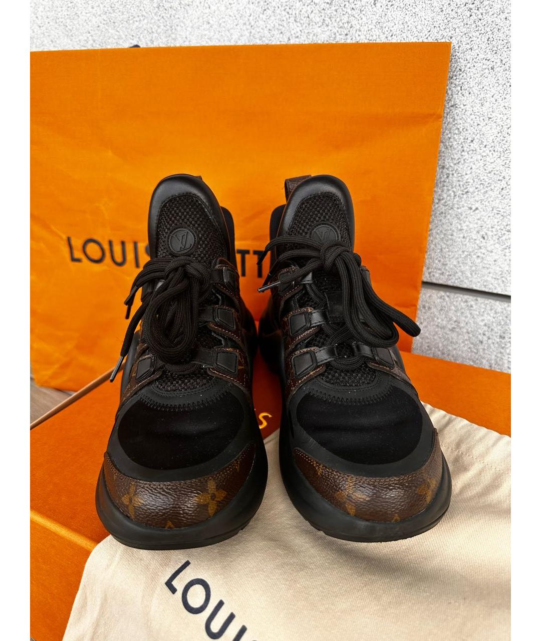 LOUIS VUITTON Черные кожаные кроссовки, фото 2