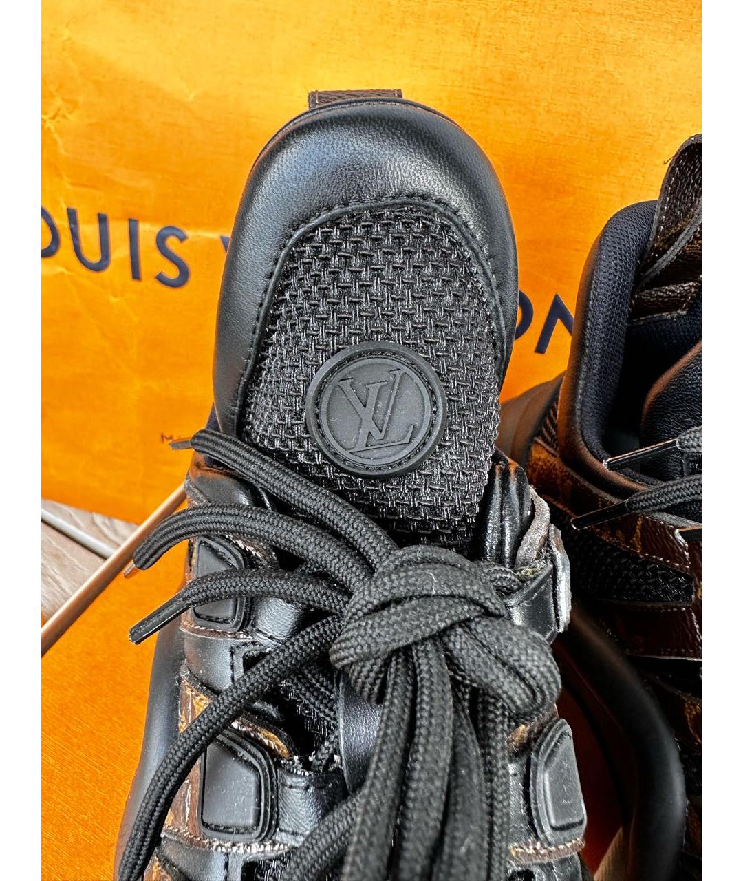 LOUIS VUITTON Черные кожаные кроссовки, фото 4