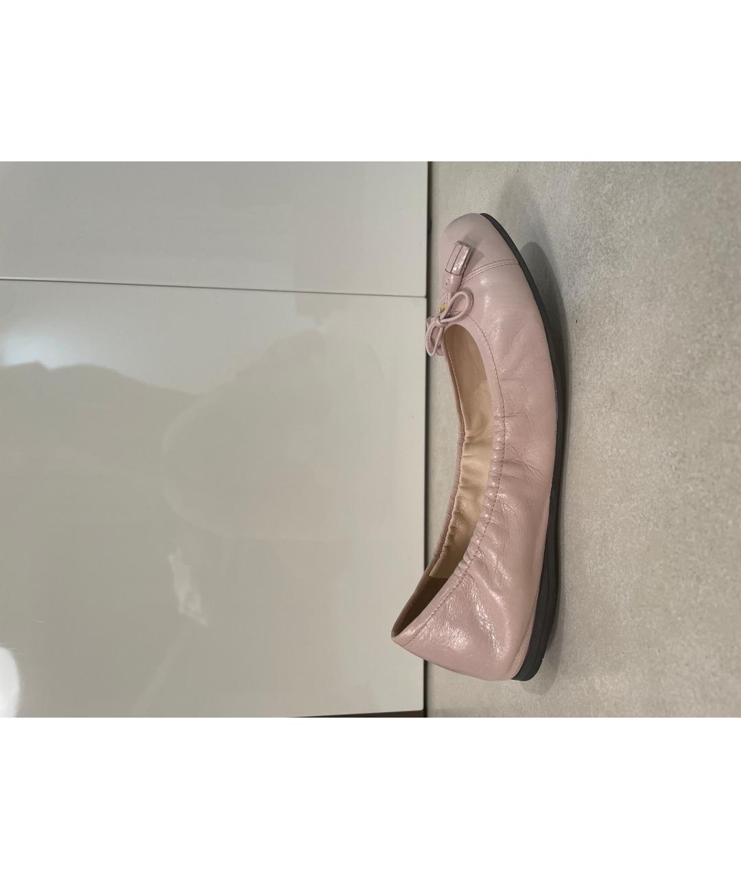 PRADA Розовые кожаные балетки, фото 6