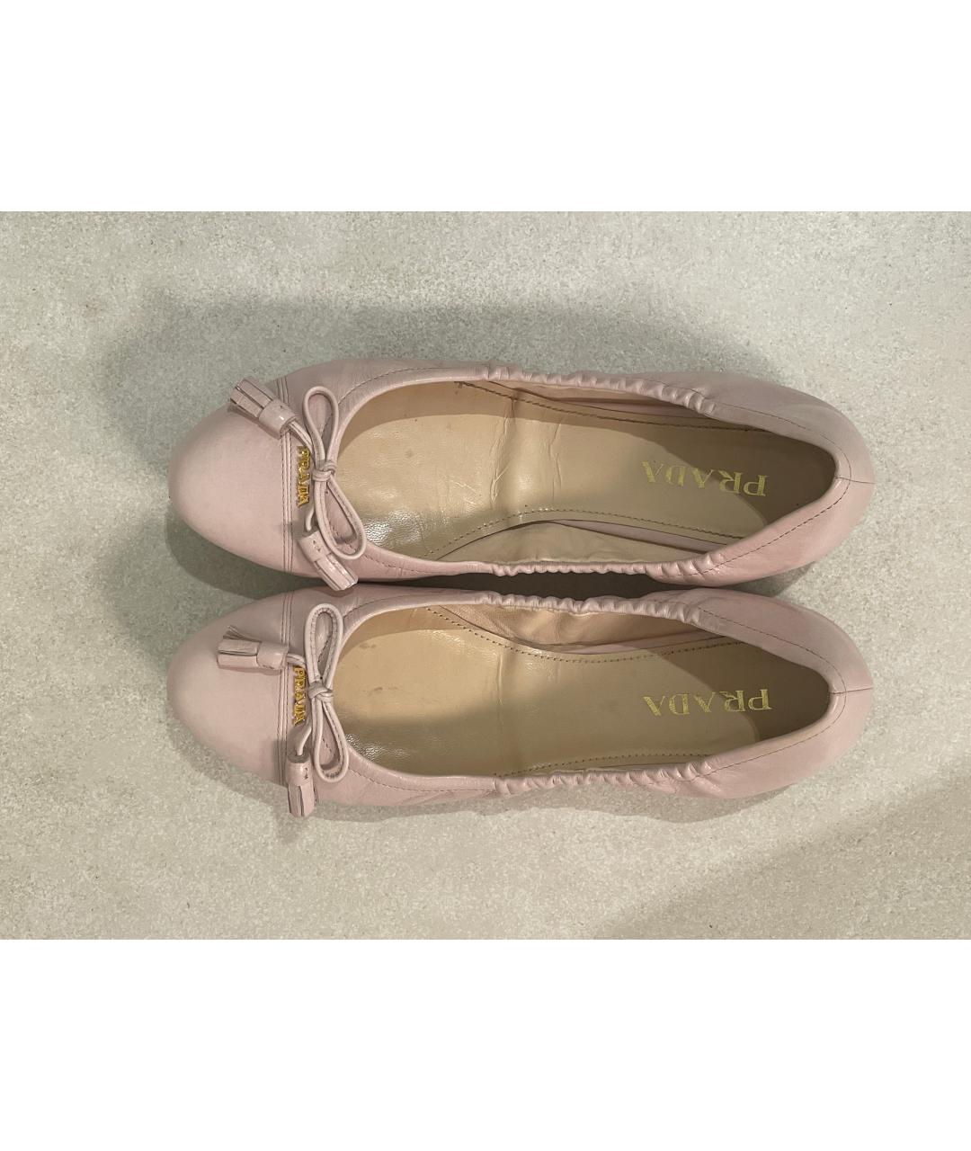 PRADA Розовые кожаные балетки, фото 3