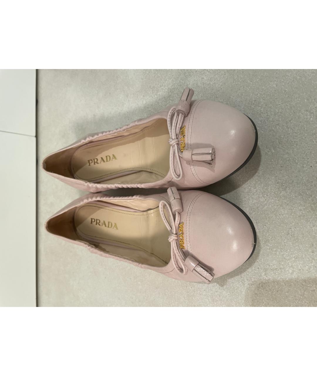 PRADA Розовые кожаные балетки, фото 2