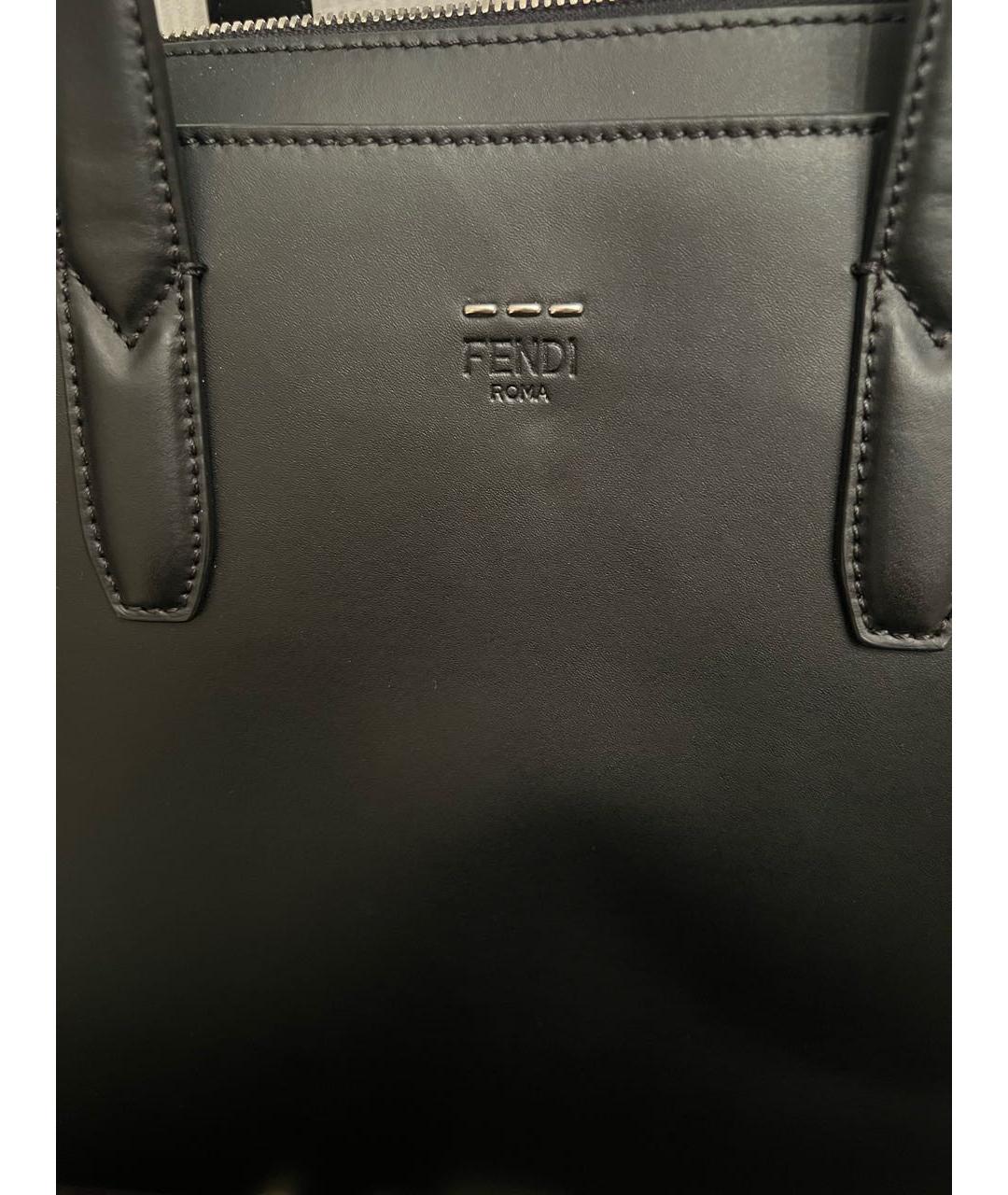 FENDI Черный кожаный портфель, фото 2