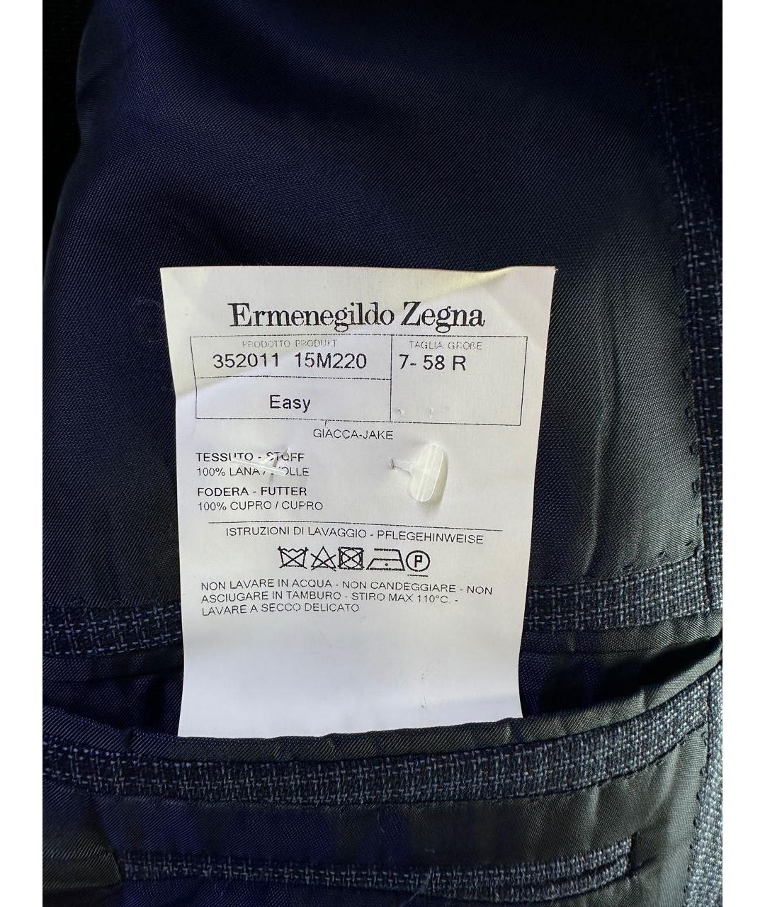 ERMENEGILDO ZEGNA Темно-синий шерстяной пиджак, фото 4
