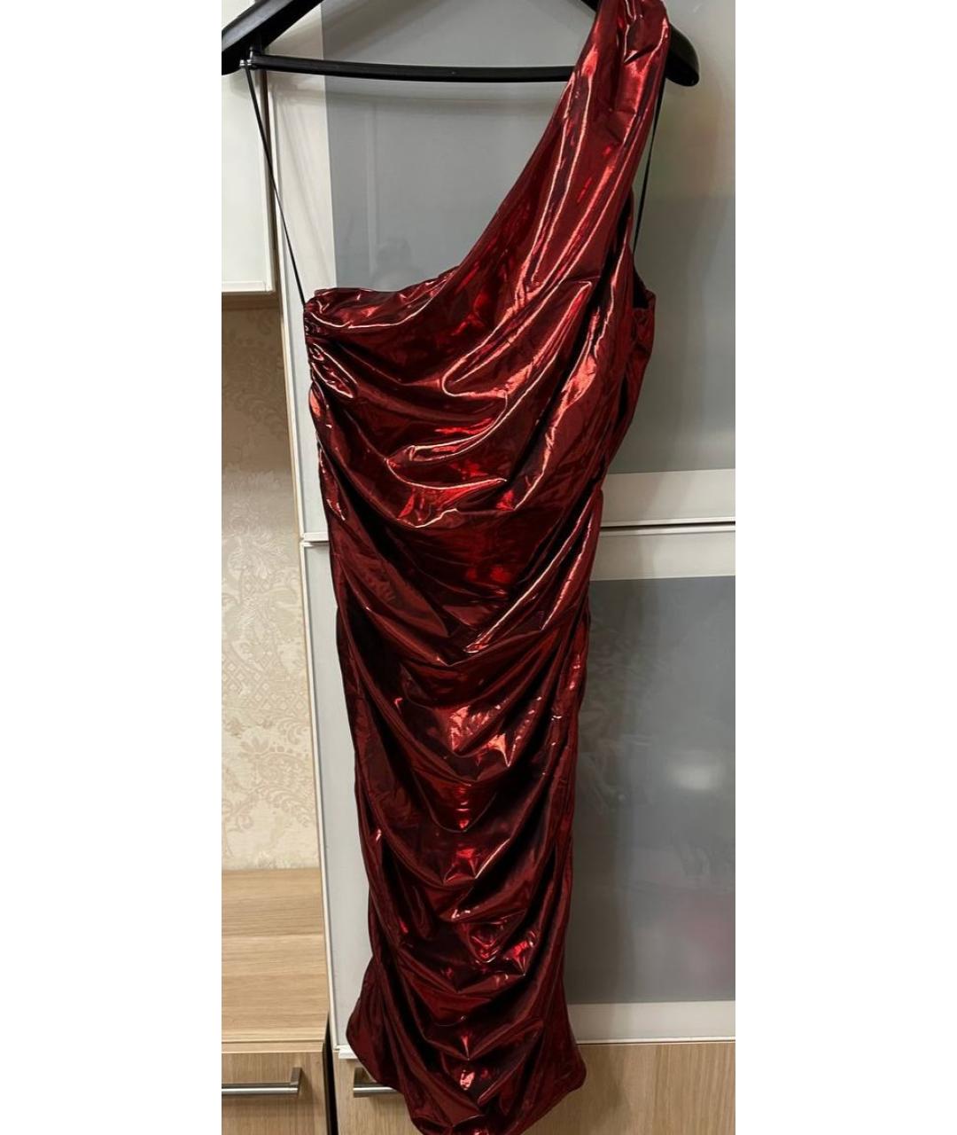 DKNY Красное полиэстеровое вечернее платье, фото 3