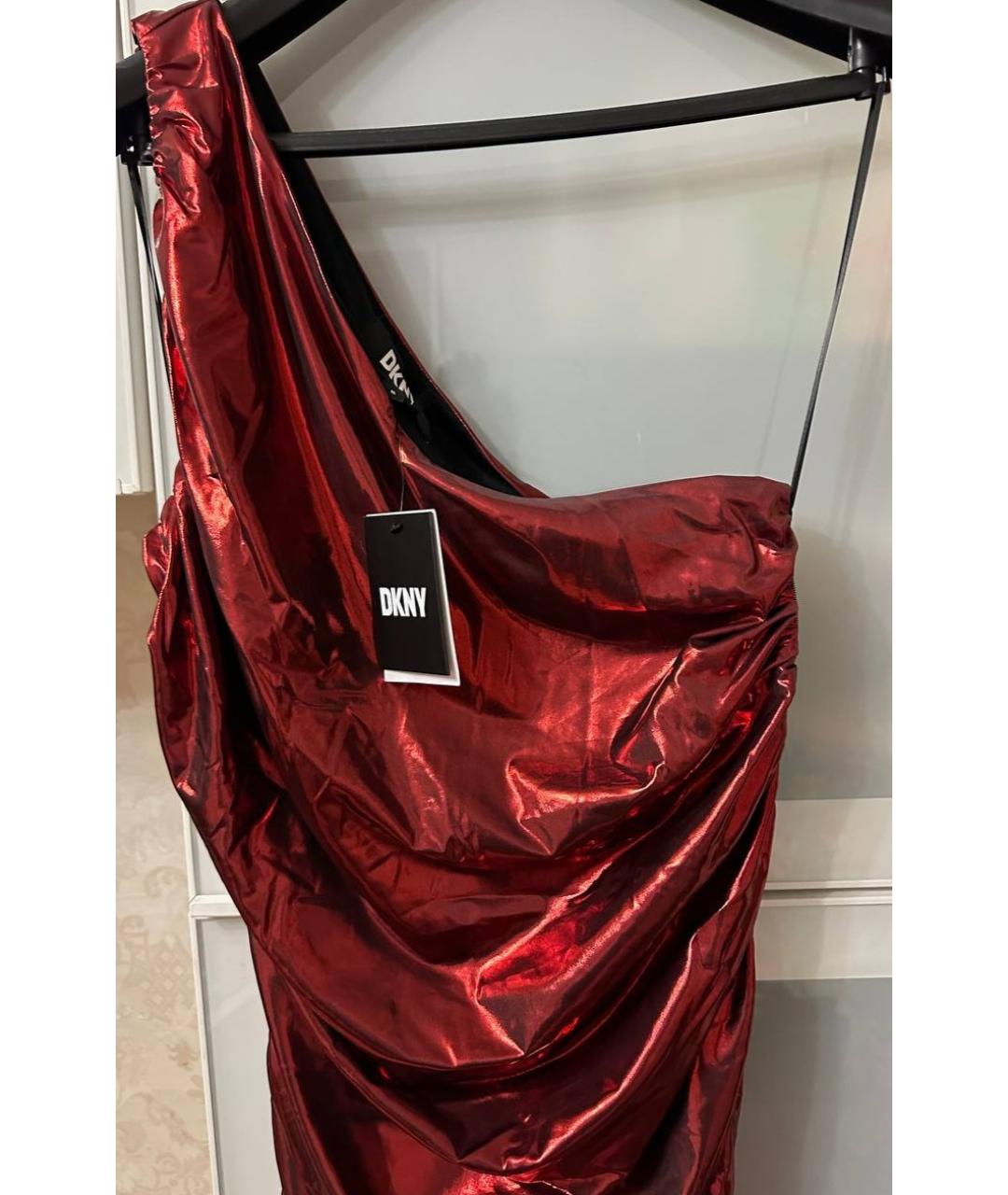 DKNY Красное полиэстеровое вечернее платье, фото 4