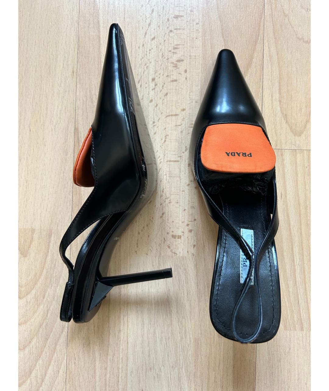 PRADA Черные кожаные босоножки, фото 5
