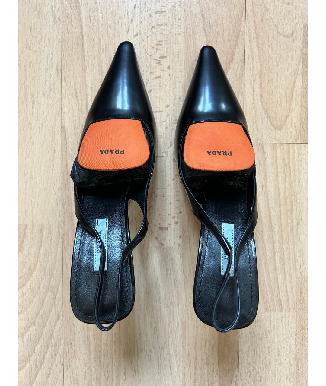 PRADA Черные кожаные босоножки, фото 2