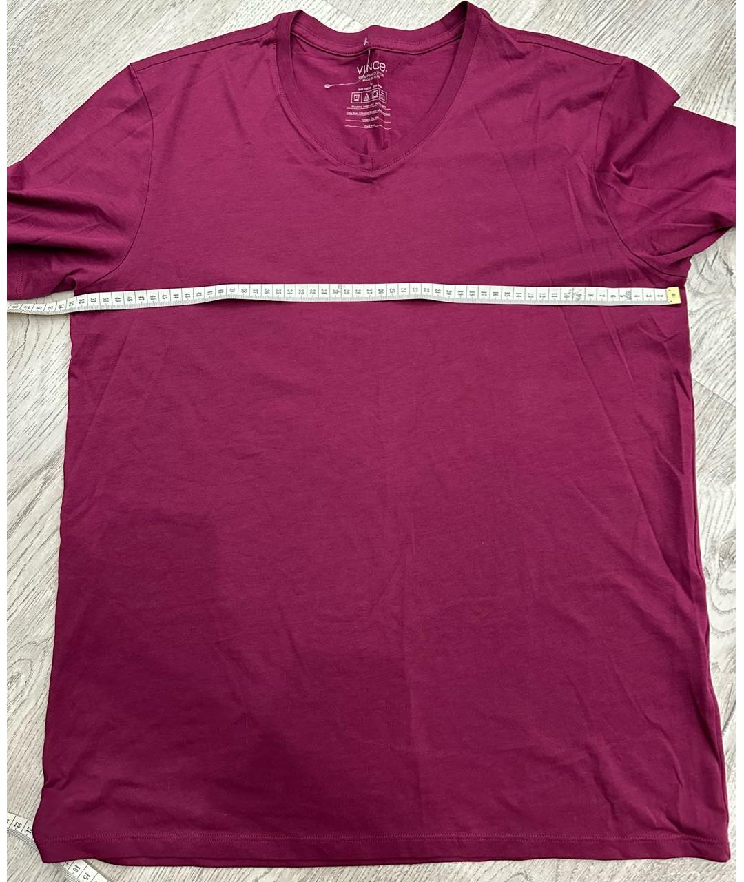 VINCE Бордовая хлопковая футболка, фото 2