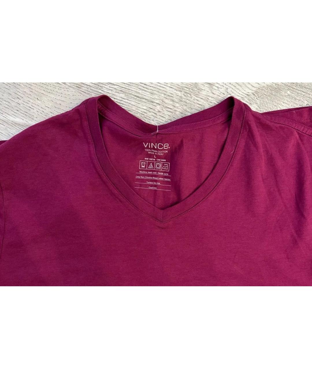 VINCE Бордовая хлопковая футболка, фото 4