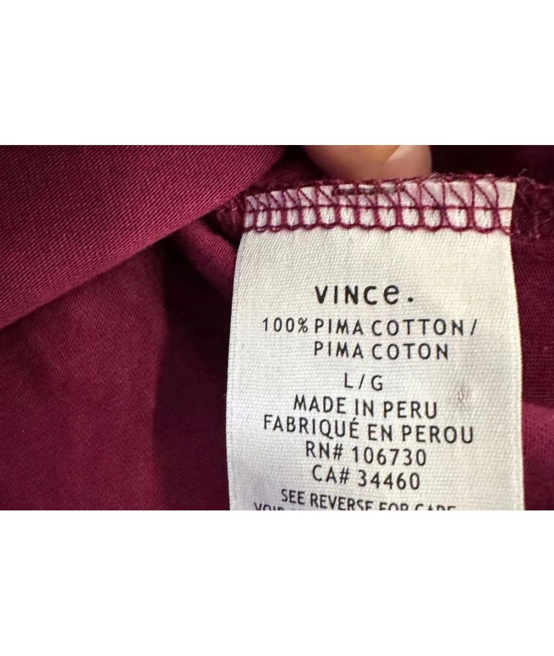 VINCE Бордовая хлопковая футболка, фото 5