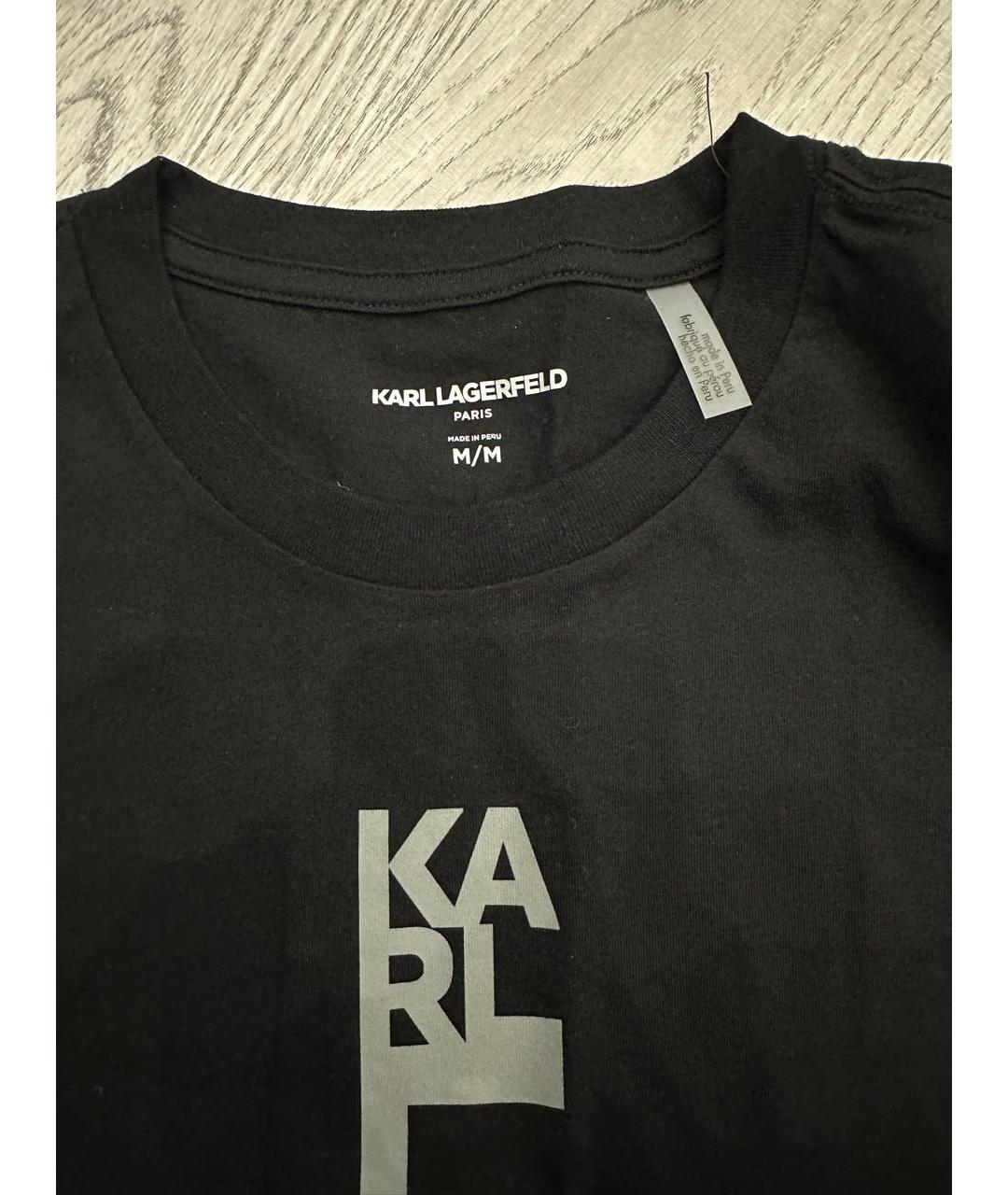 KARL LAGERFELD Черная хлопковая футболка, фото 5