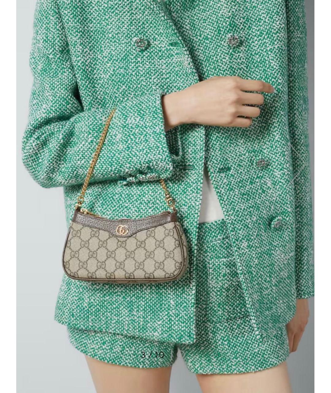 GUCCI Коричневая кожаная сумка через плечо, фото 6